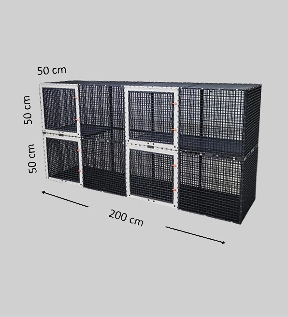 50cm X 200cm Yükseklik 100cm Kedi, Tabanı Dolu Üstü Kapalı 2 Katlı Çit - Kafes