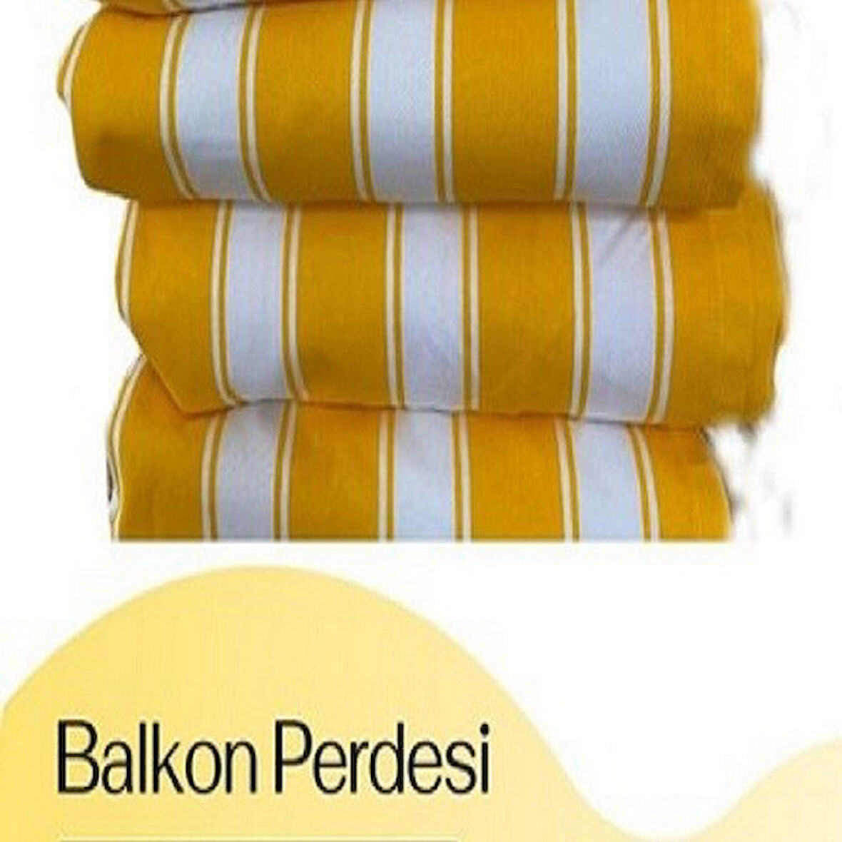 GENCER Home Balkon Perdesi Bağcıklı Her Ölçü Seçenekli Sarı Beyaz