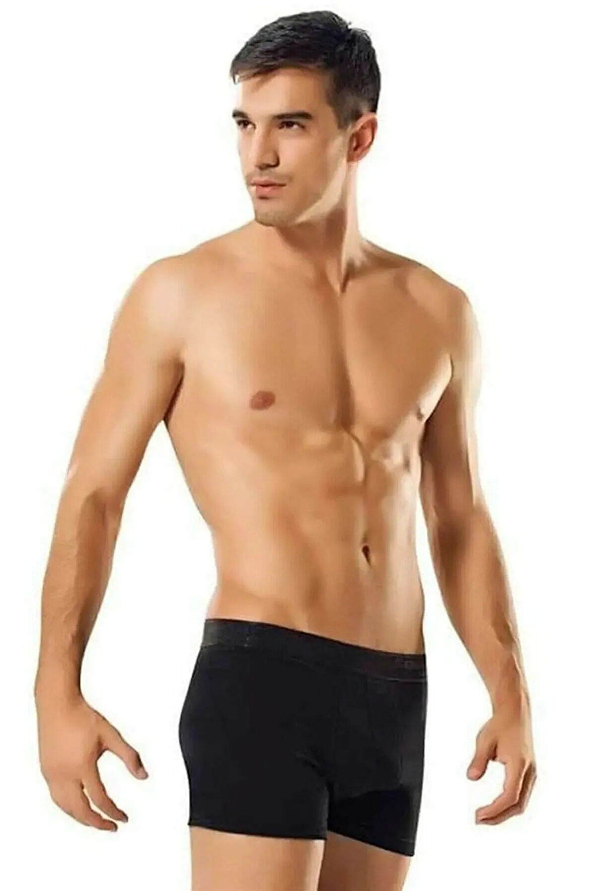 Erkek Siyah Likralı Elastan Boxer  - 3 Adet