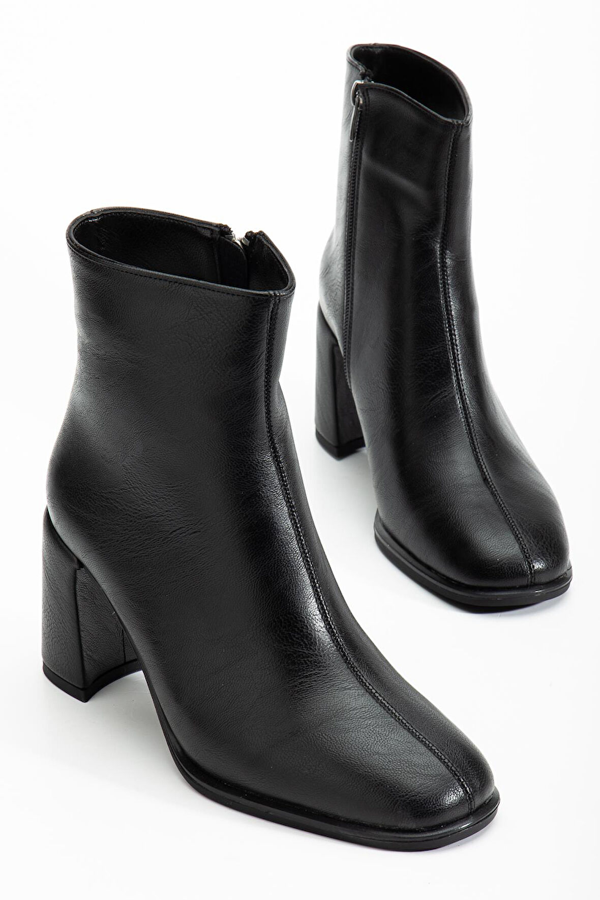 Suins Lilya Model Premium Model Kadın Kahve Siyah Bot 7 Cm Topuk Yüksekliği 