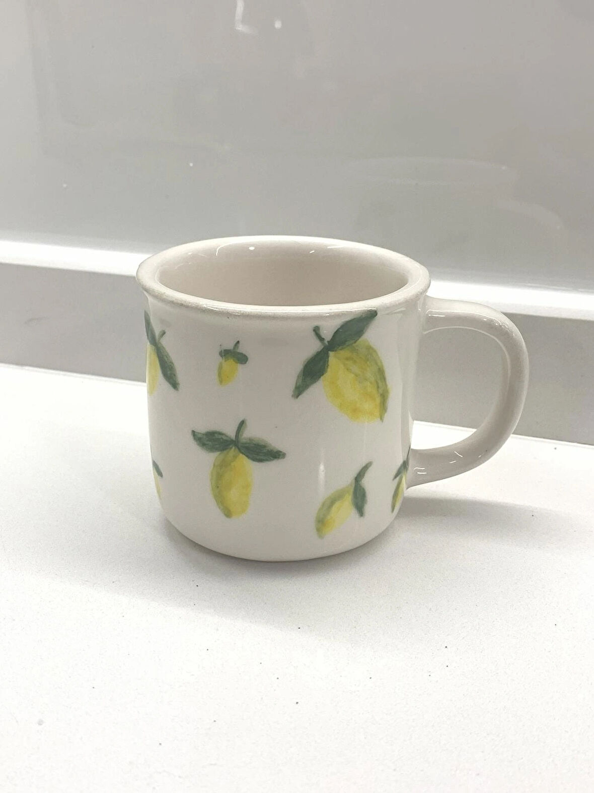 Limon Desenli Tamamen El Yapımı Seramik Mug Kupa Handmade Kahve Fincanı