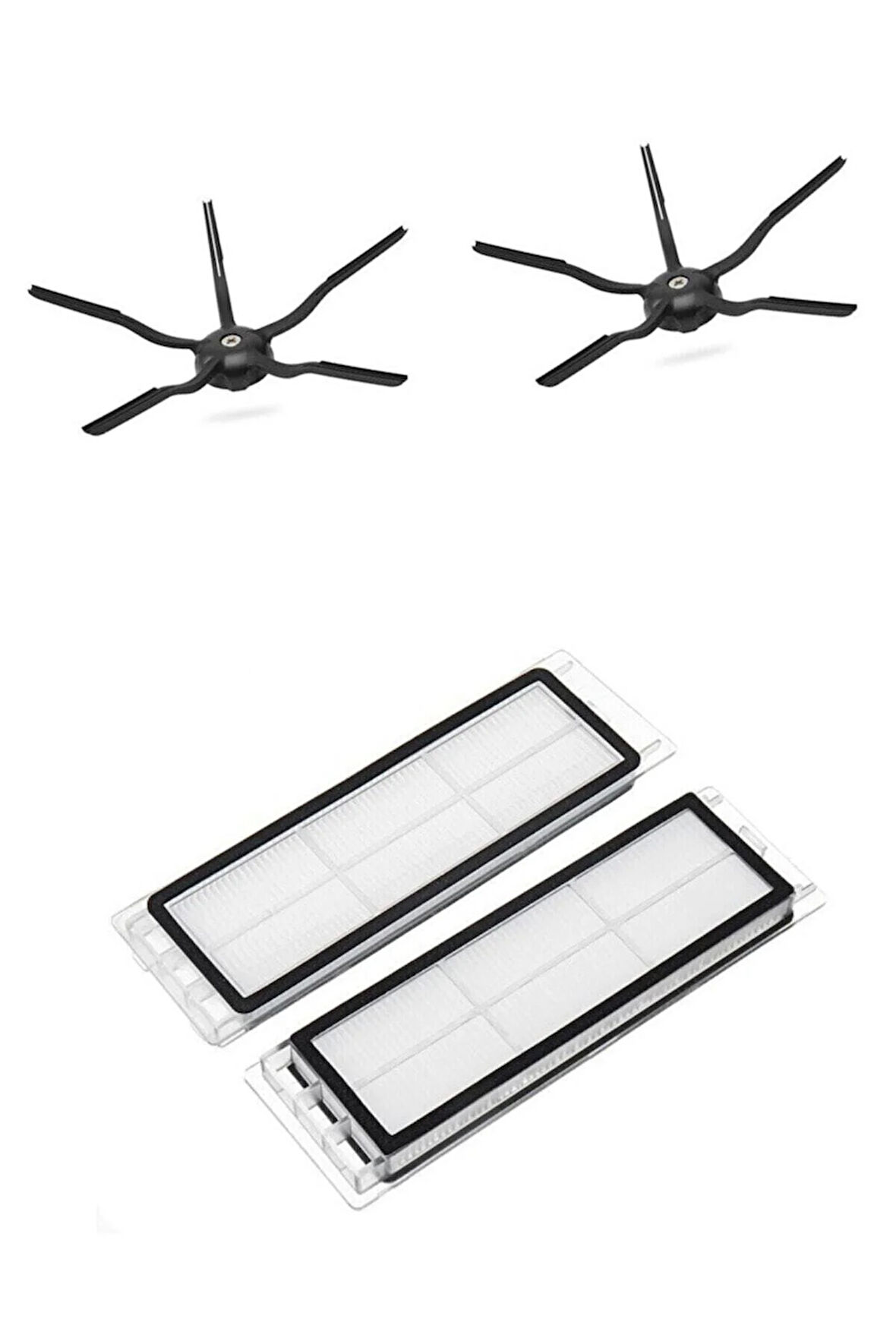 Roborock Robot Süpürge S5 - S6 Model Uyumlu 2'li Hepa Filte-2'li Yan Fırça