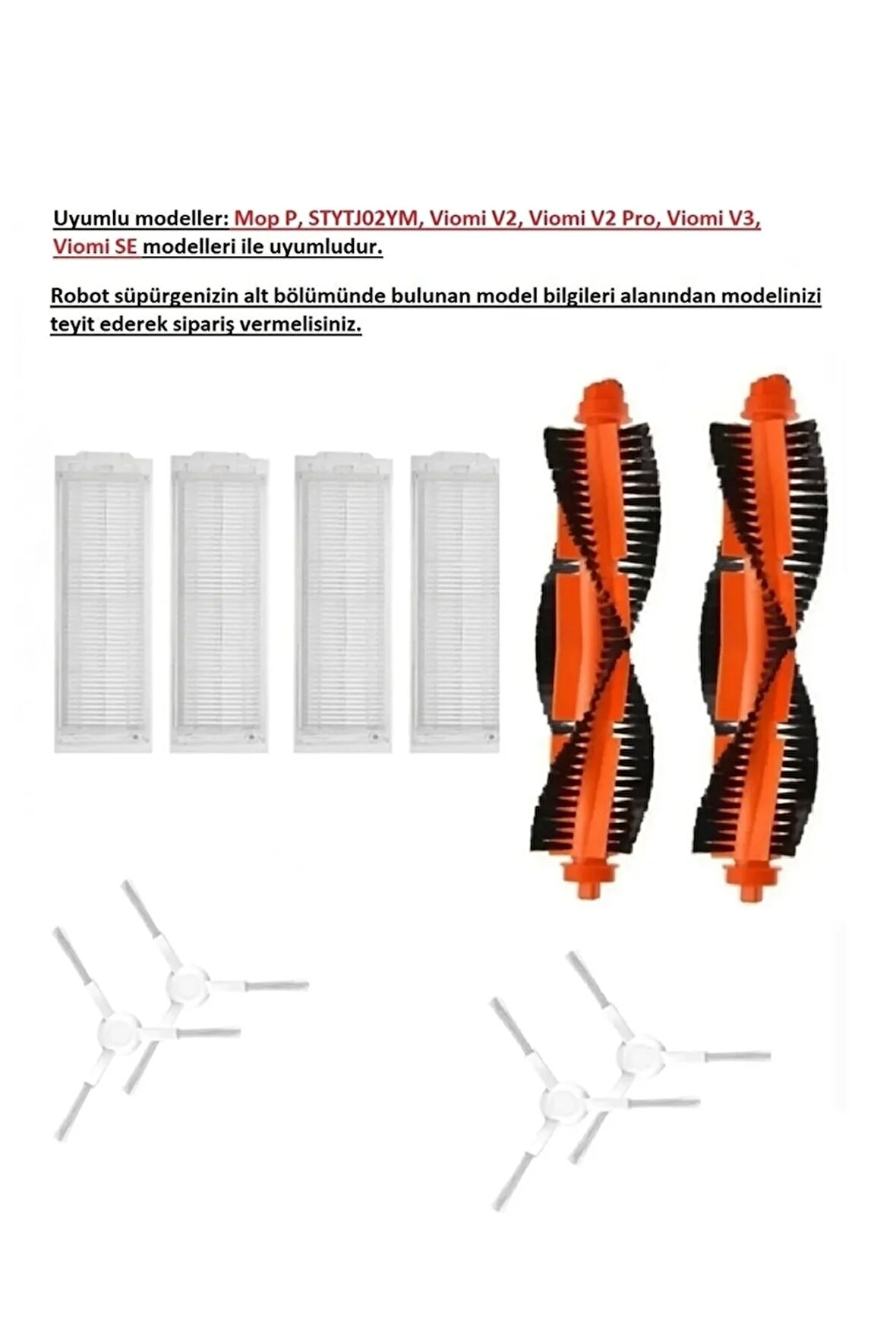 Xiaomi Mop PRO ve Viomi V2 Pro uyumlu yedek fırça filtre seti