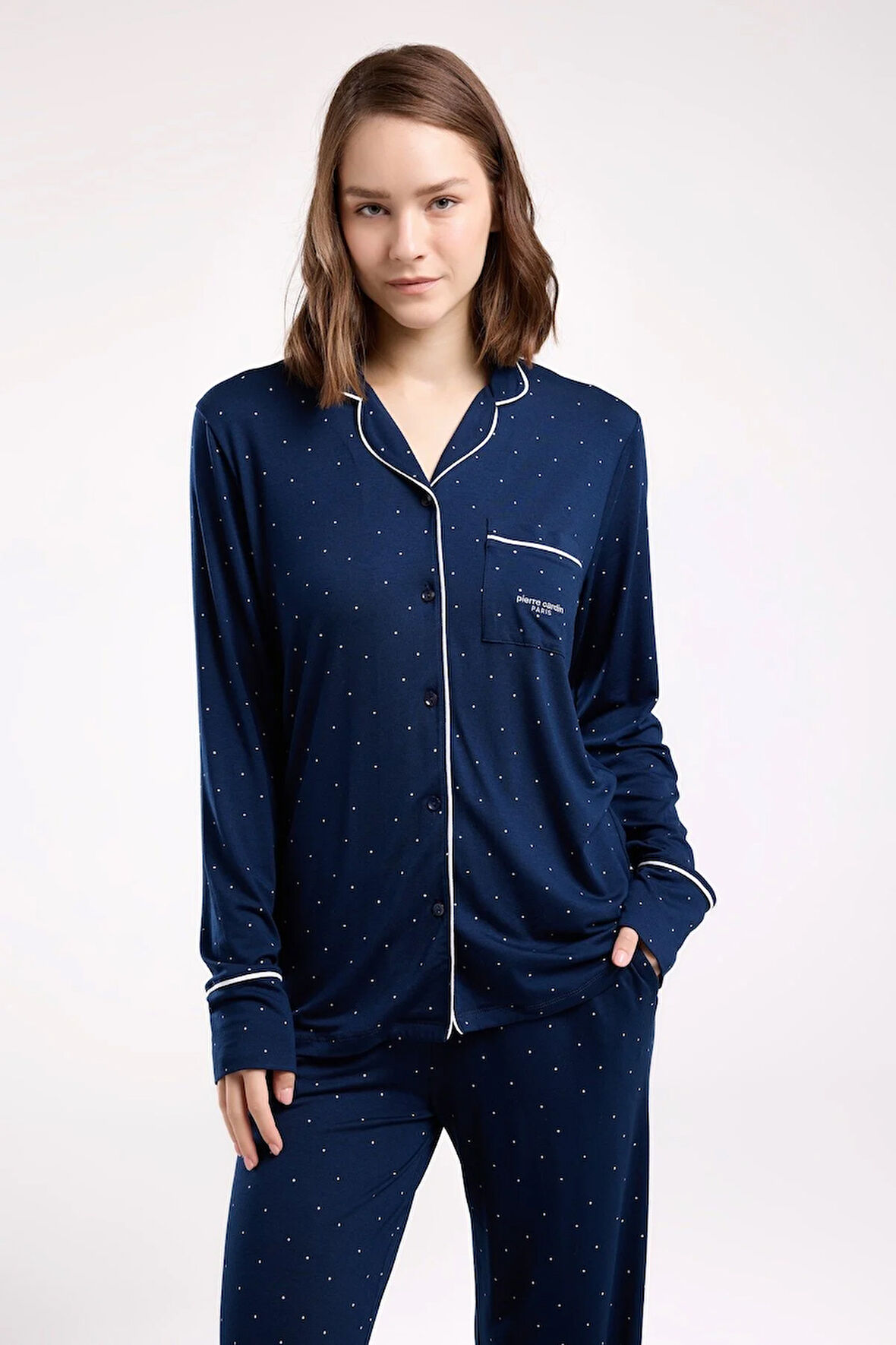 Kadın Gömlek Yaka Önden Düğmeli Pijama Takım-8986