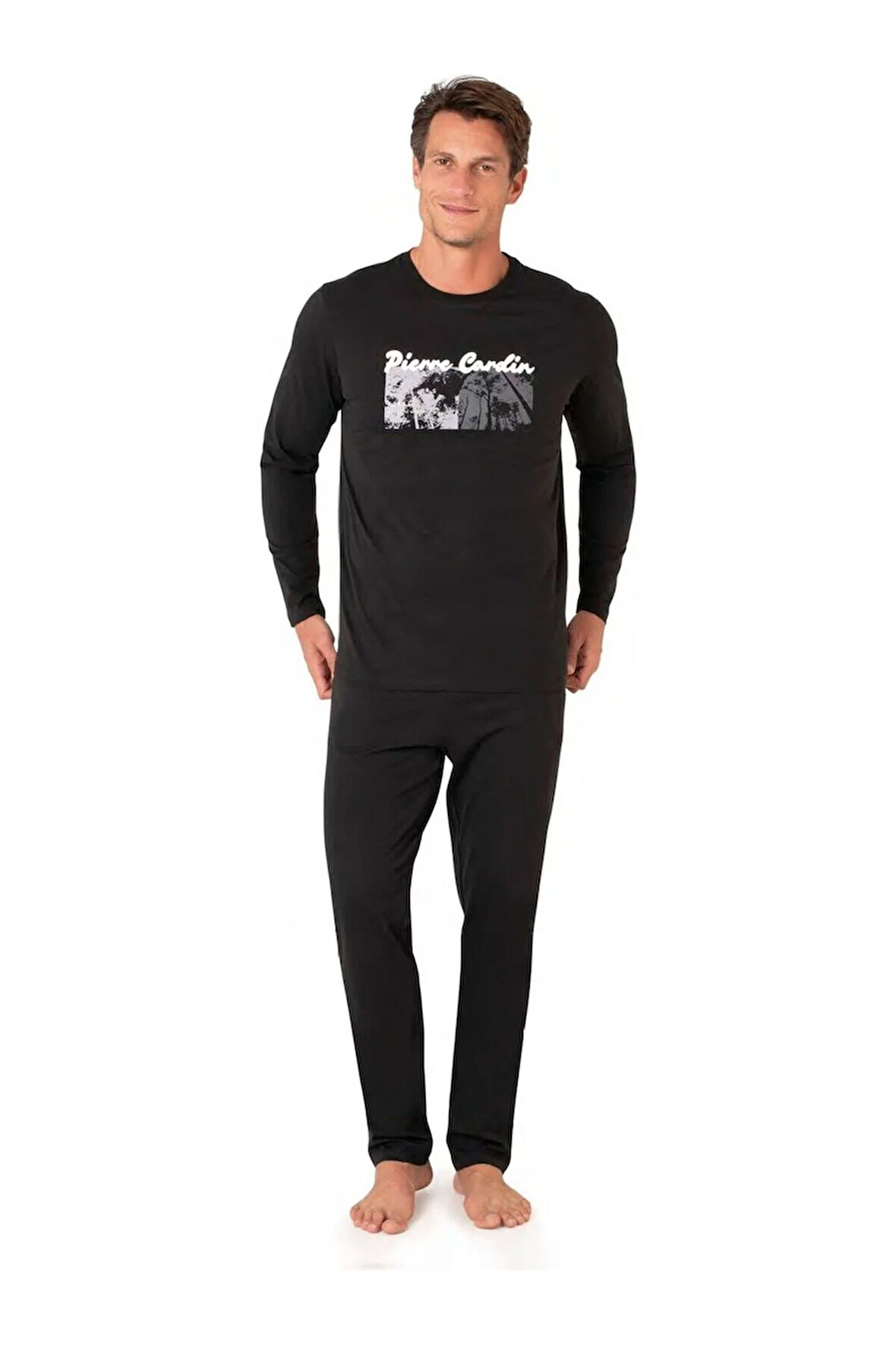 Erkek Uzun Kollu Bisiklet Yaka Pijama Takım -6096