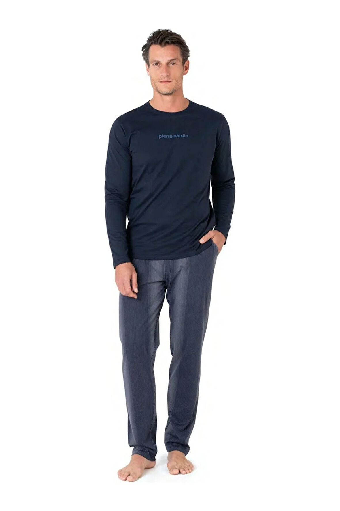 Erkek Uzun Kollu Bisiklet Yaka Pijama Takım 6095