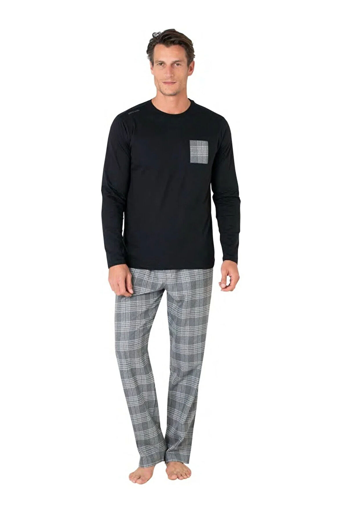 Erkek Uzun Kollu Bisiklet Yaka Pijama Takım 6107