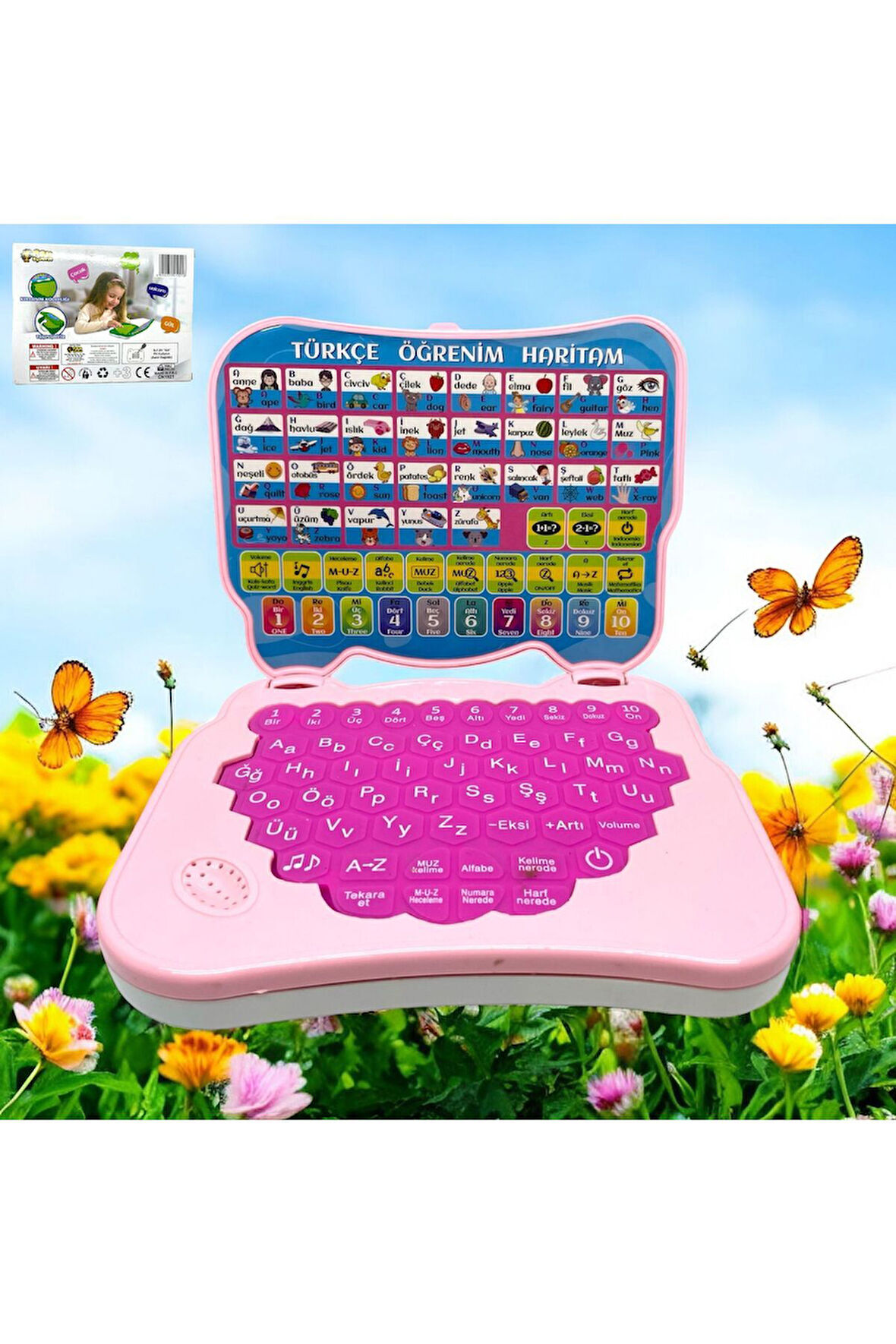 Eğitici Sesli Pembe-Mavi Oyuncak Bilgisiyar