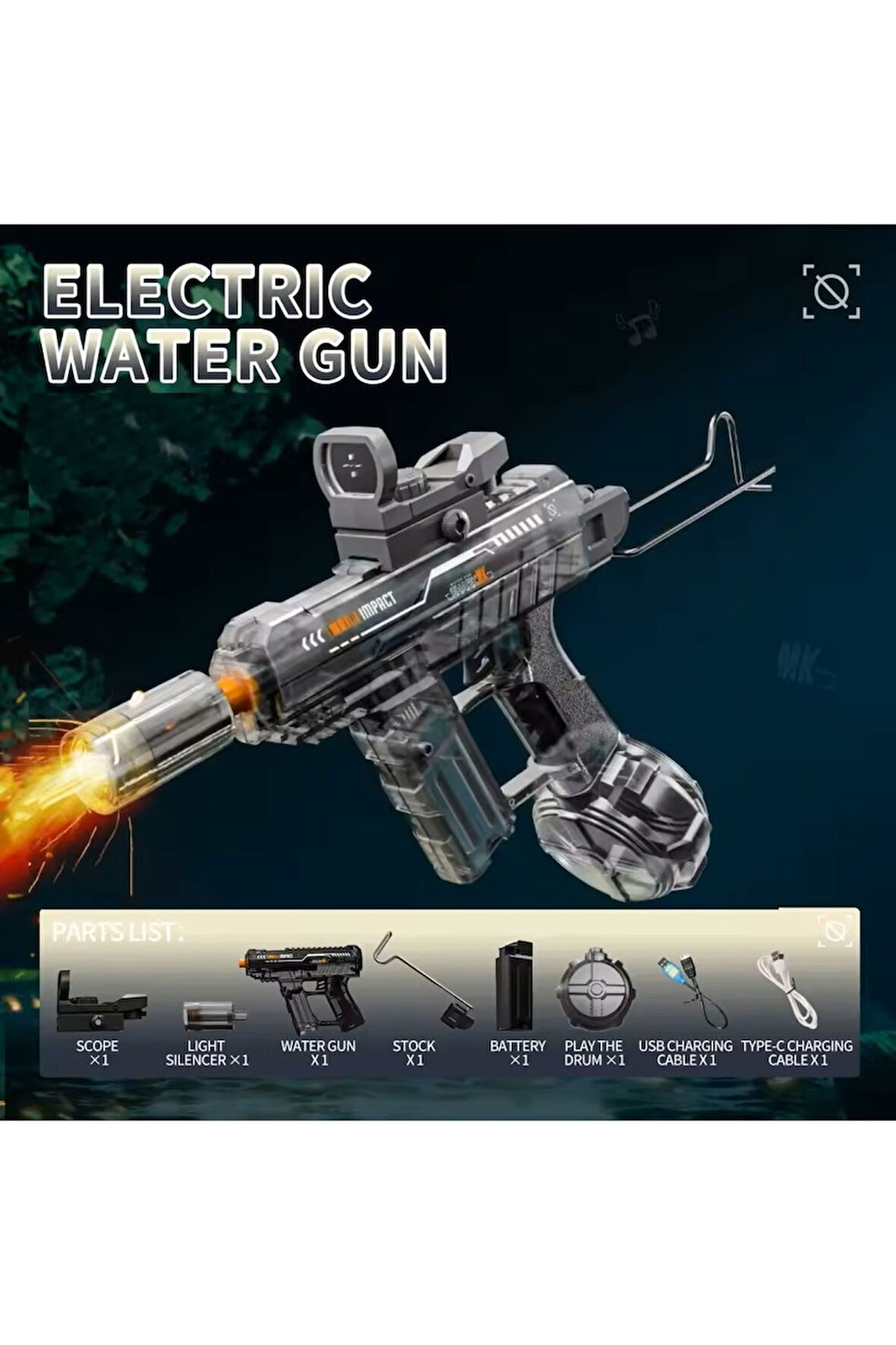 Elektirikli Alev Efektli Su Tabancası