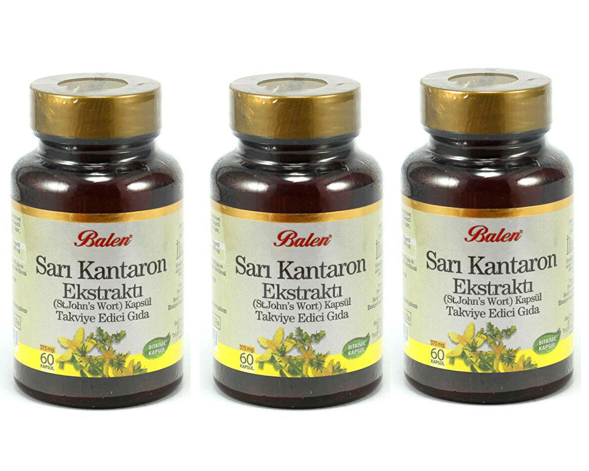 3 Adet Balen Sarı Kantaron Ekstraktı 300 mg (60 Kapsül)