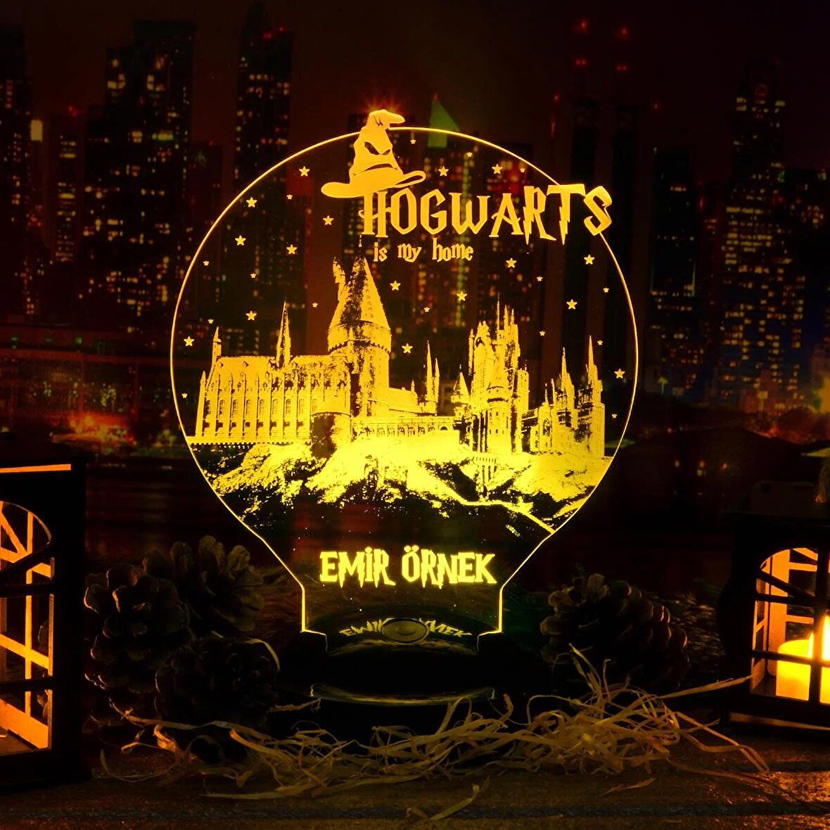 Harry Potter Hogwarts Kişiye Özel Konsept Hediye 3 Boyutlu Led Lamba