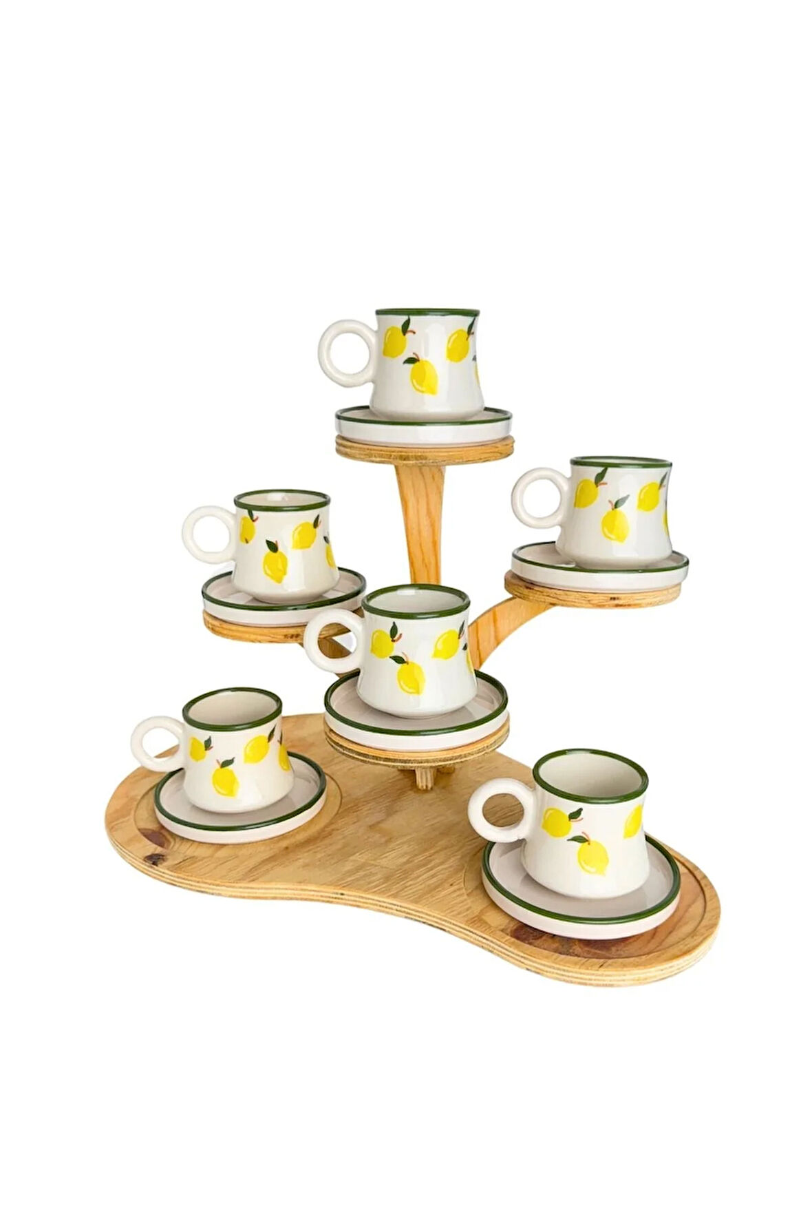 6’lı Takım Limon  El Yapımı kazan Seramik Kahve Fincanı, Kahve Fincanı