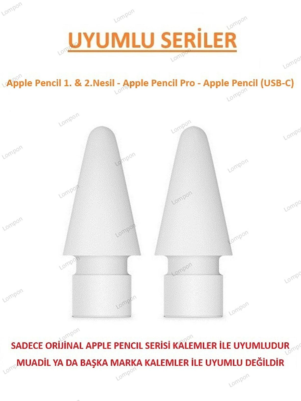 Apple Pencil 1.Nesil & 2.Nesil - Apple Pencil Pro - Apple Pencil (USB-C) Kalem Ucu (2 Adet)