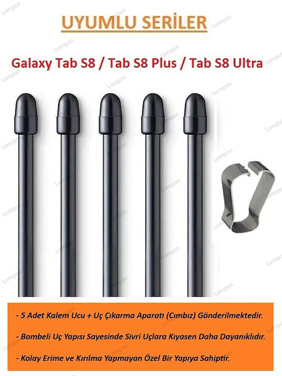 Samsung Galaxy Tab S8 / Tab S8 Plus / Tab S8 Ultra Kalem Ucu (5 Adet)