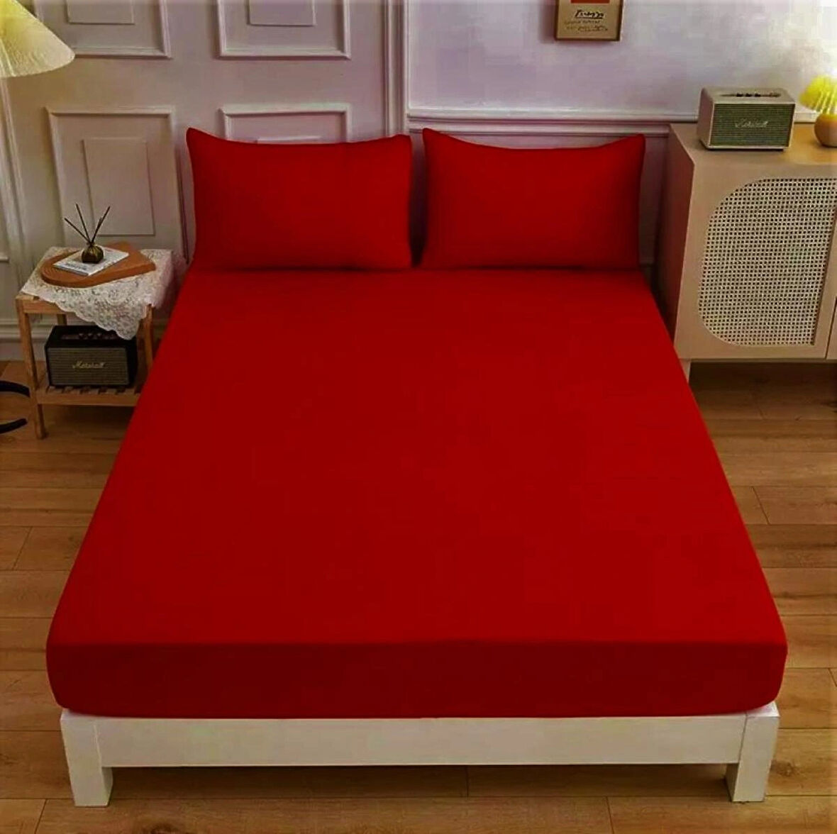 Bordo Renkli Pamuklu Ranforce Kumaştan Tek/Çift Kişilik Fitted Lastikli Çarşaf Takımı (200 x 200)