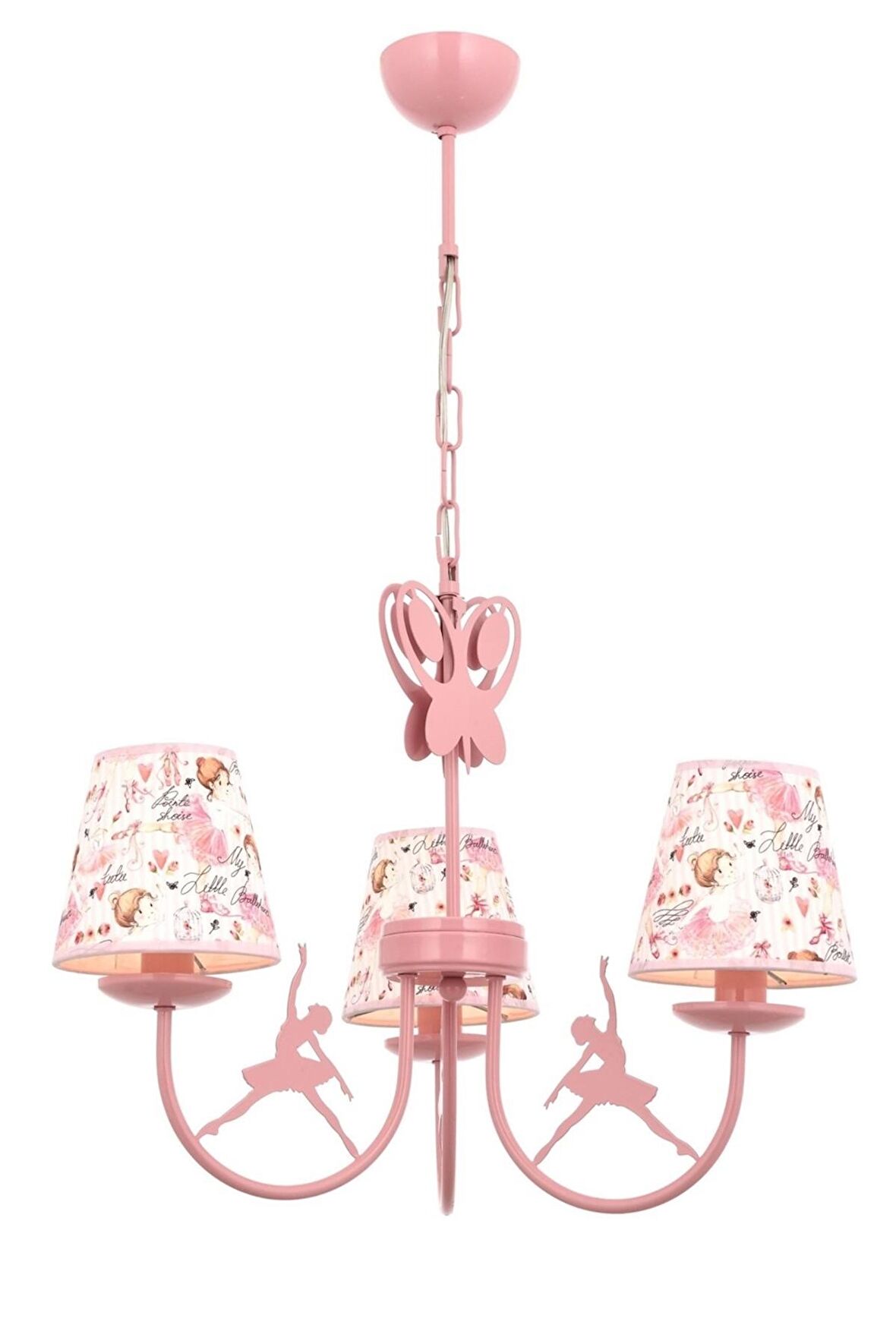 AVONNI AV-1416-BALLERINA Pembe Boyalı Modern Avize E14 Metal Kumaş 52cm