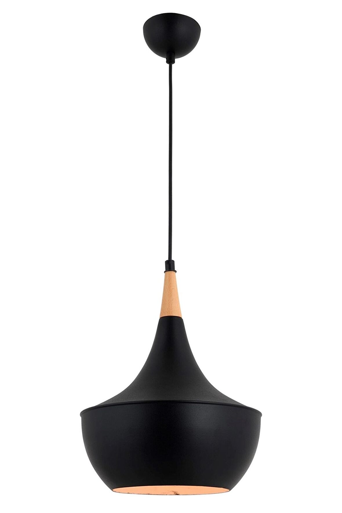 AVONNI AV-4106-A7-BSY Siyah Boyalı Modern Avize E27 Metal Ahşap 40cm
