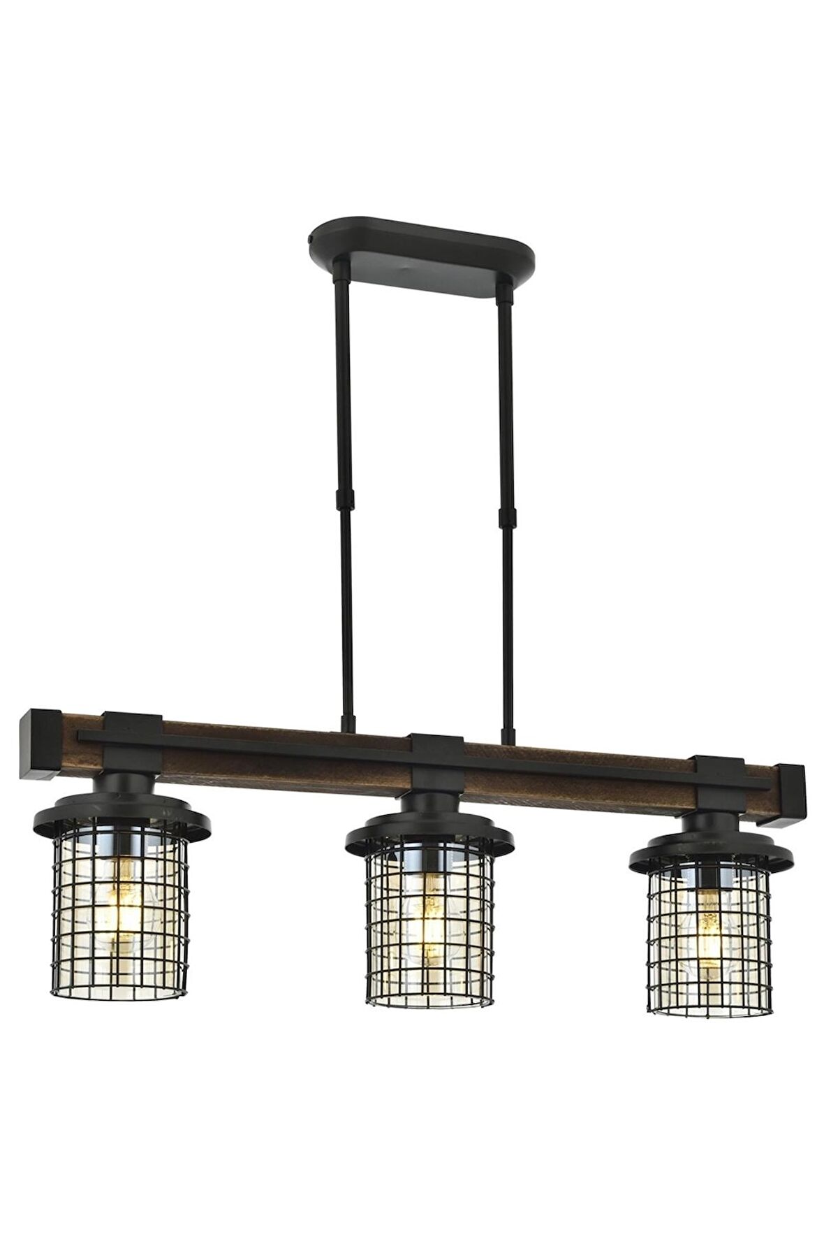 AVONNI AV-60002-3EY Eskitme Kaplama Modern Avize E27 Metal Ahşap Cam 75x15cm