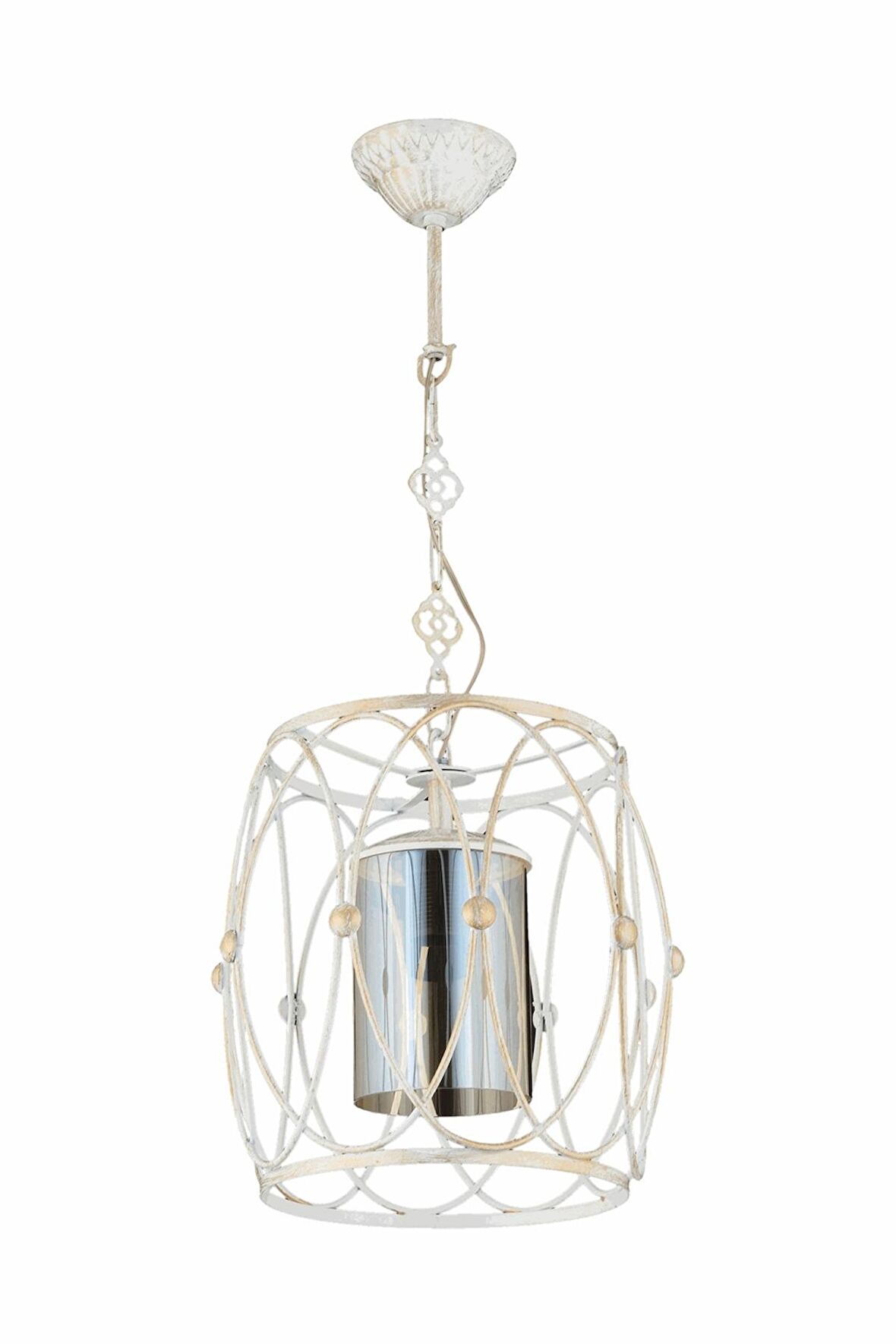 AVONNI AV-65074-BBY Beyaz/Eskitme Boyalı Modern Avize E27 Metal Cam 30cm
