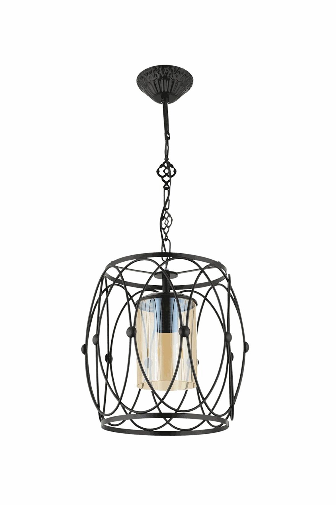 AVONNI AV-65074-BSY Eskitme/Siyah Kaplama Modern Avize E27 Metal Cam 30cm