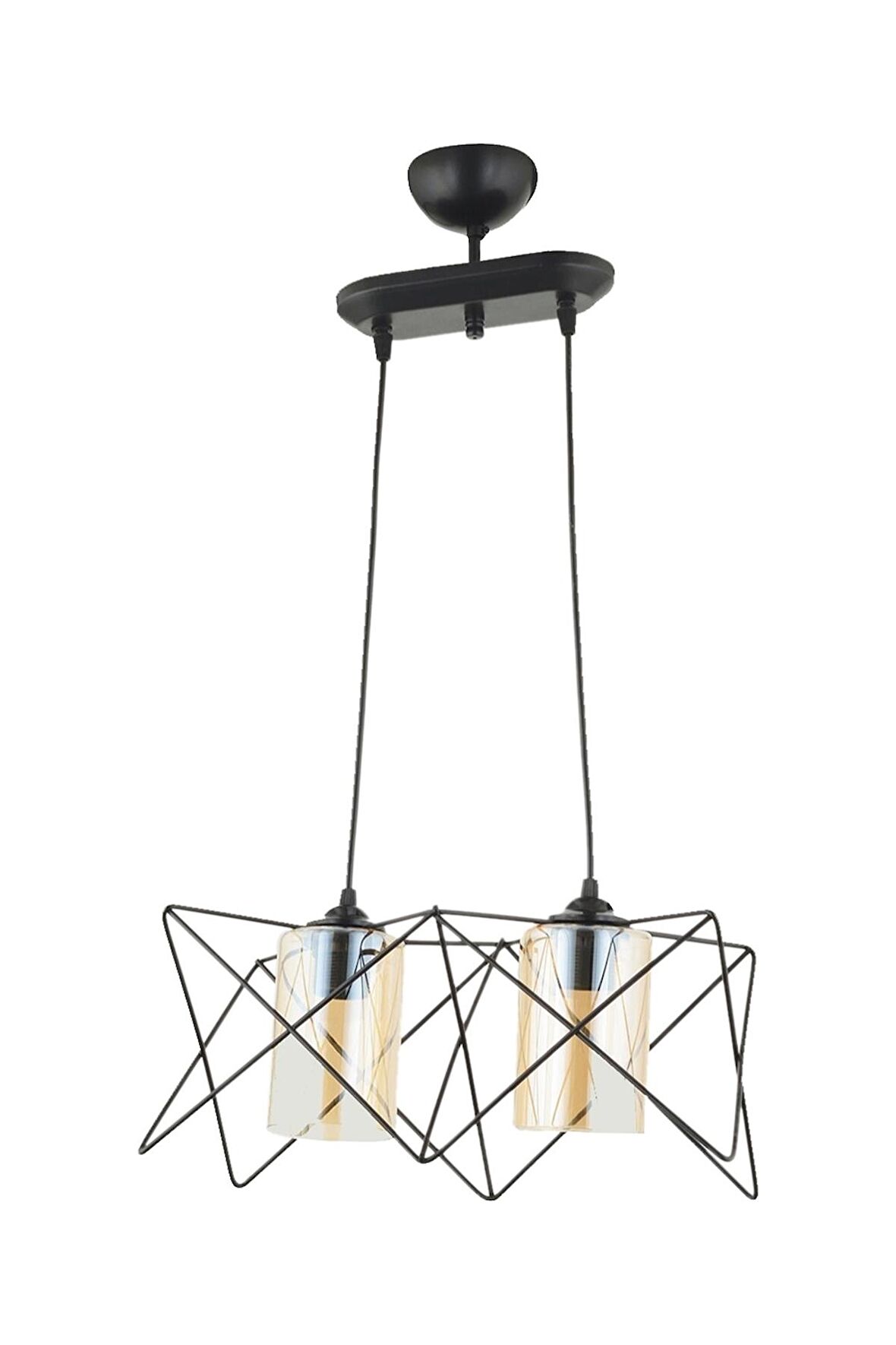 AVONNI AV-65076-2Y-BSY Siyah Boyalı Modern Avize E27 Metal Cam 40x20cm