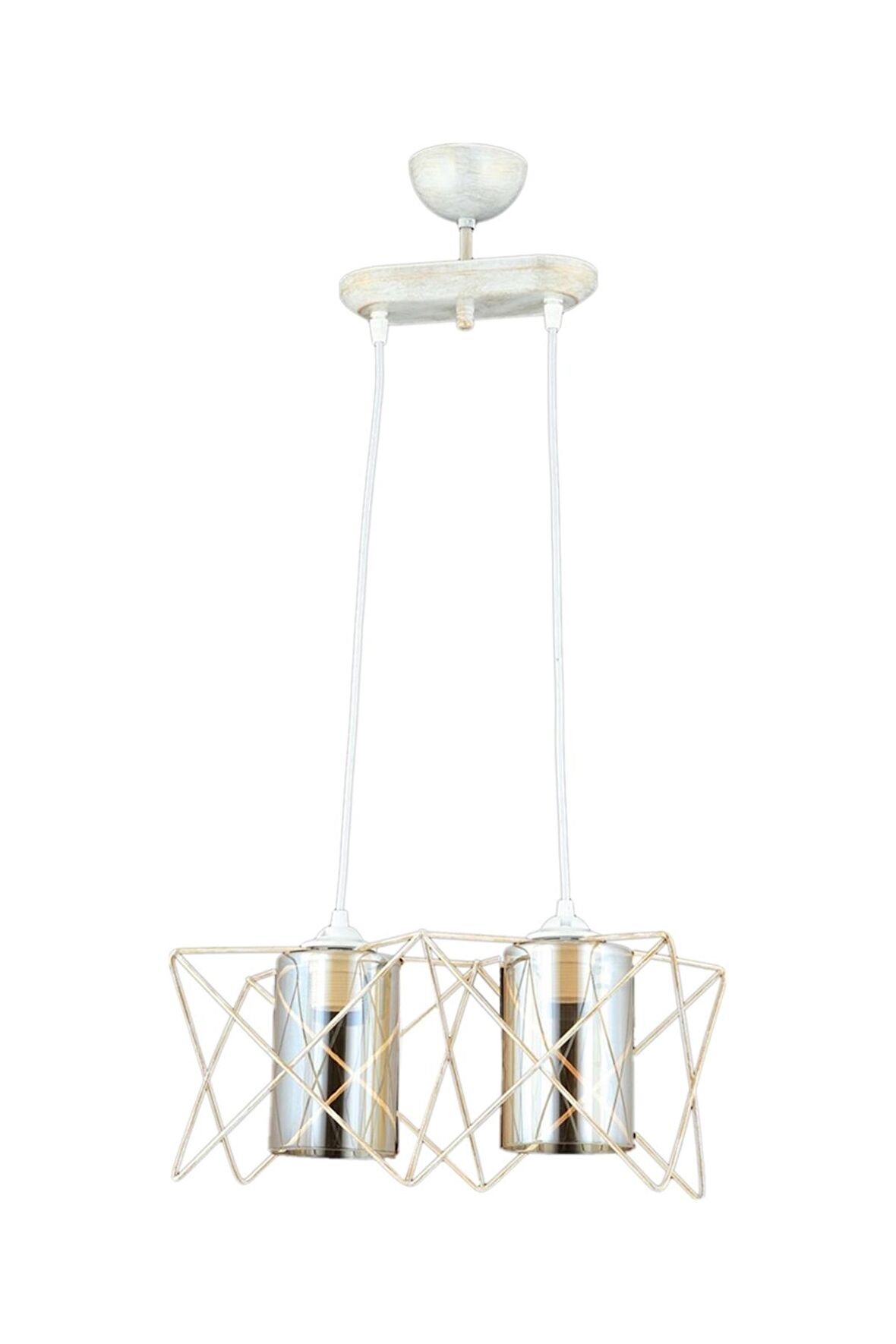 AVONNI AV-65076-2Y-KRM Krem Boyalı Modern Avize E27 Metal Cam 40x20cm