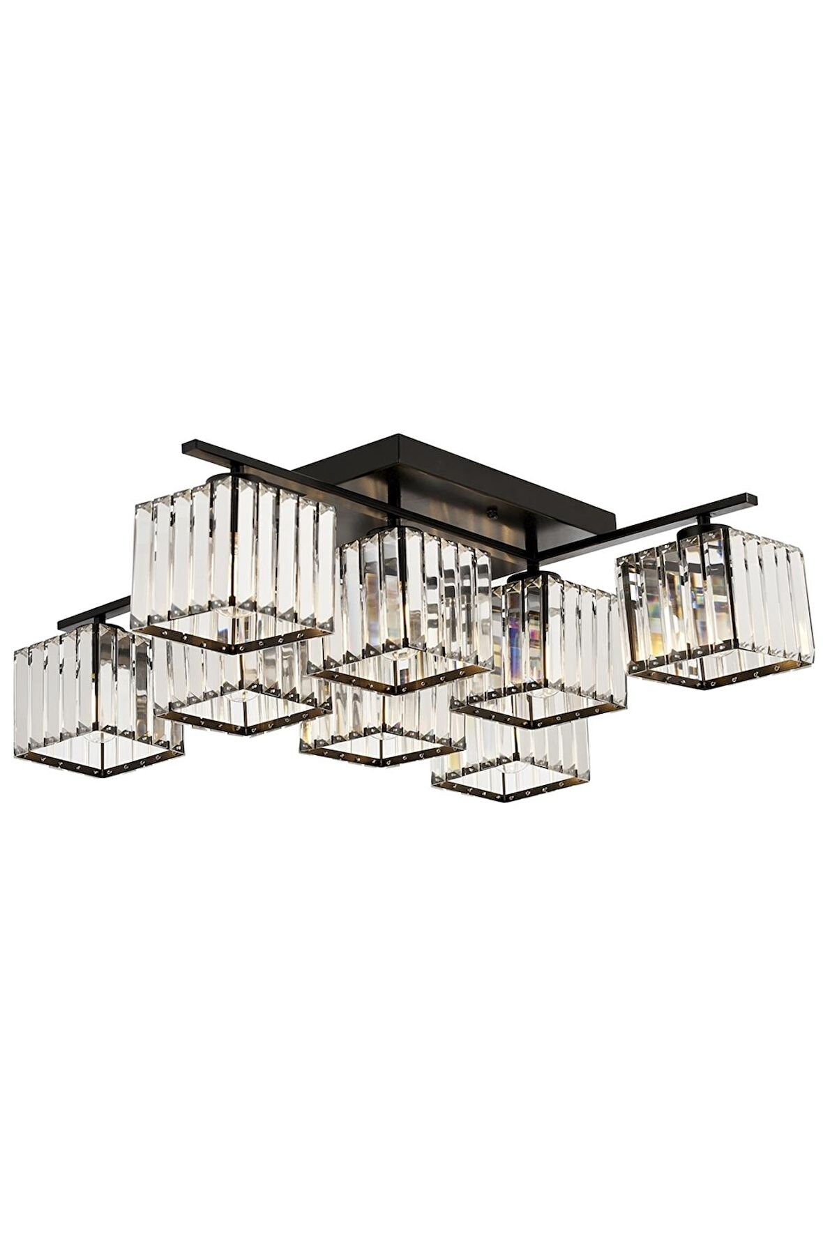 AVONNI AV-60230-8BSY Siyah Boyalı Modern Avize E27 Metal Kristal 80cm