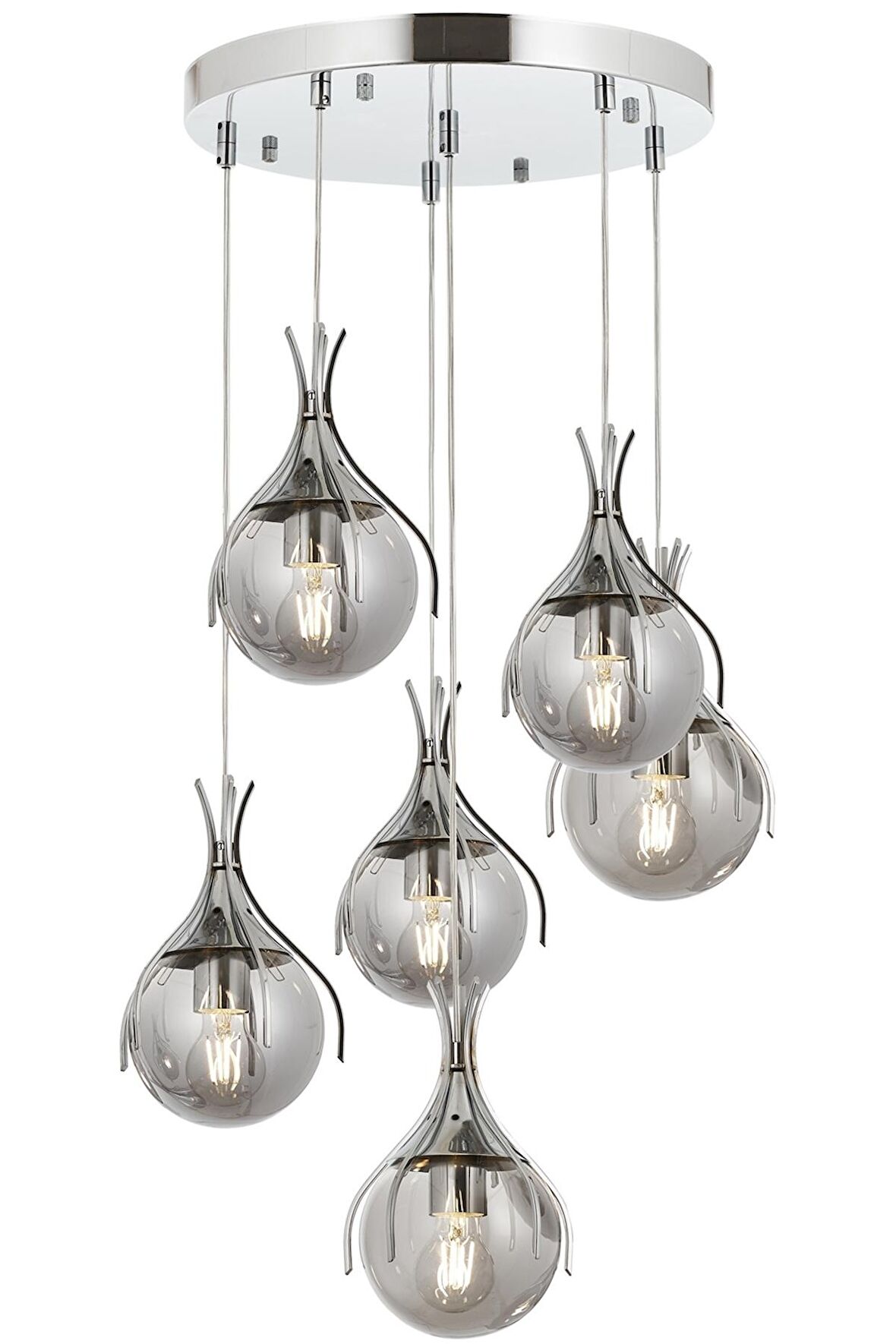 AVONNI AV-60161-6KT Krom Kaplama Modern Avize E27 Metal Cam 50cm