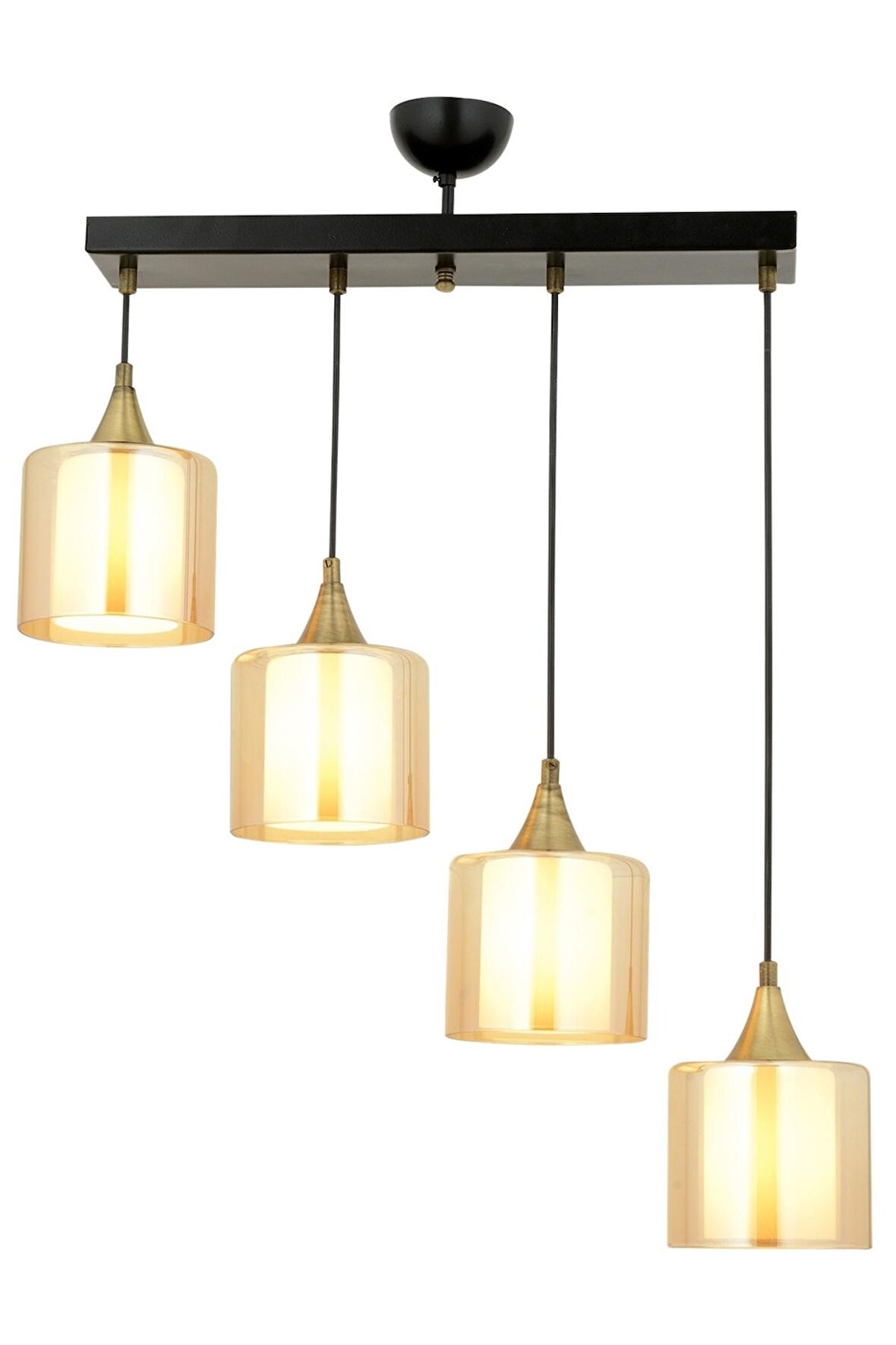 AVONNI AV-65233-4Y-BSY-B Siyah Boyalı Modern Avize E27 Metal Cam 70x14cm