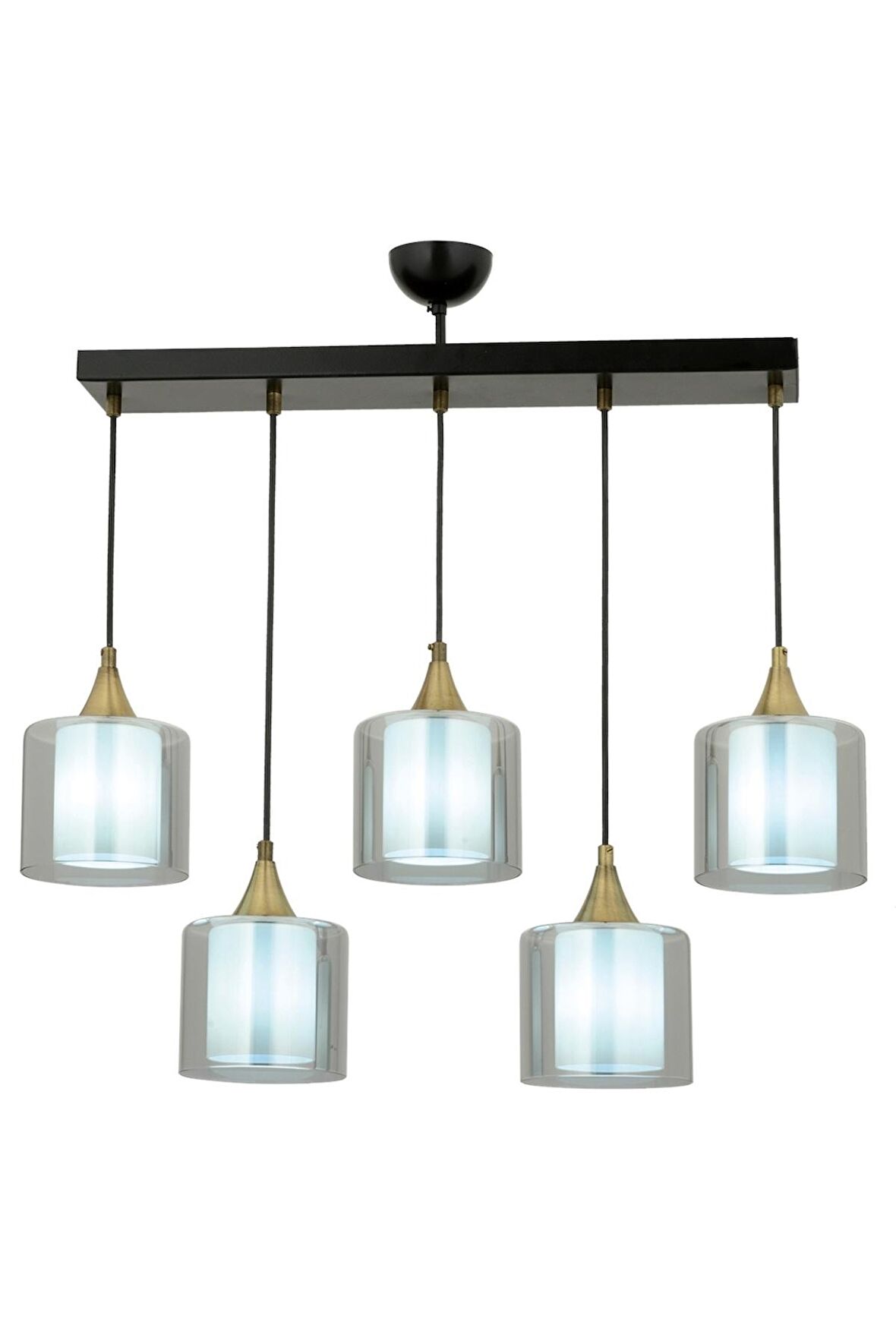 AVONNI AV-65233-5Y-BSY-F Siyah Boyalı Modern Avize E27 Metal Cam 75x14cm