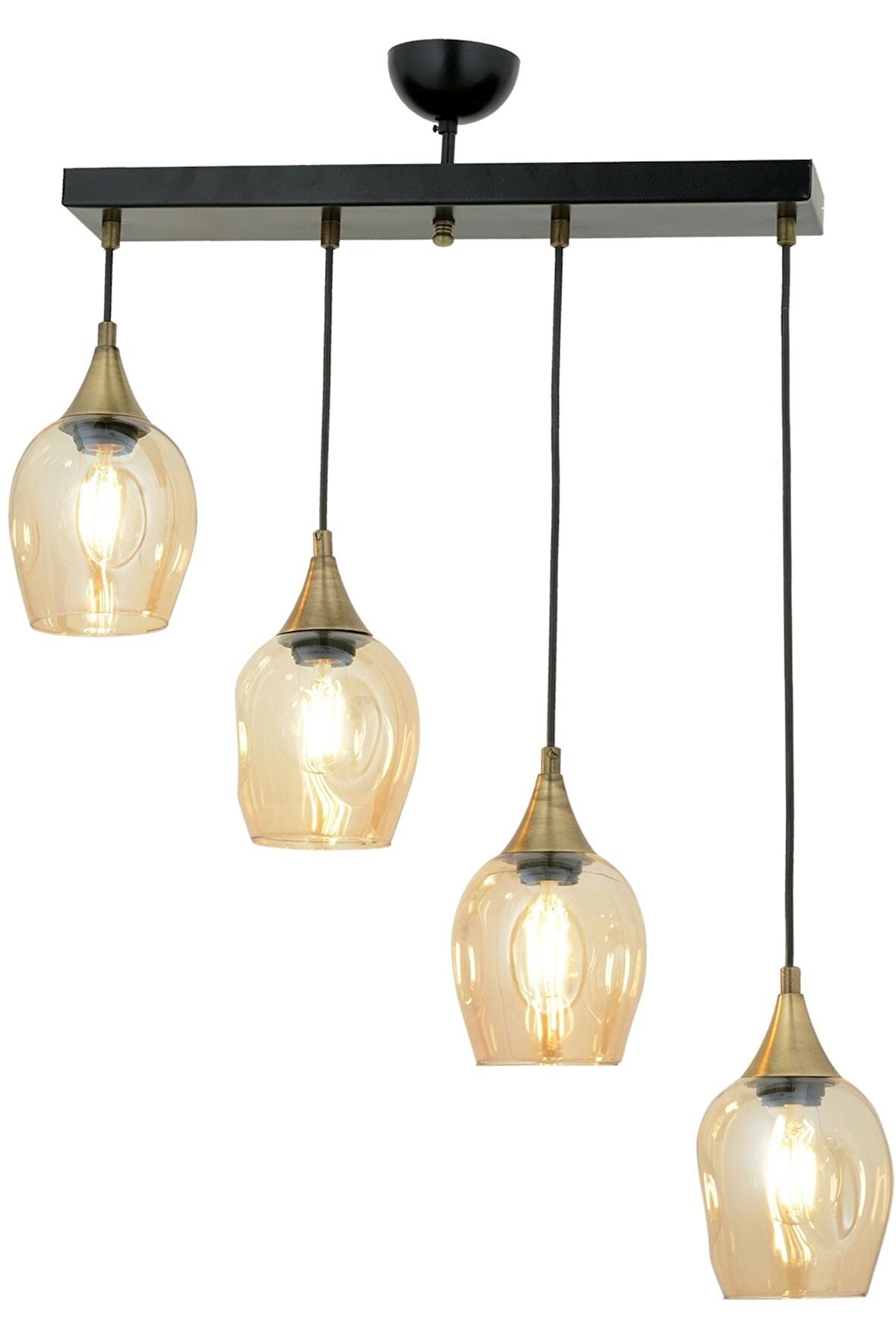 AVONNI AV-65234-4Y-BSY Siyah Boyalı Modern Avize E27 Metal Cam 70x10cm