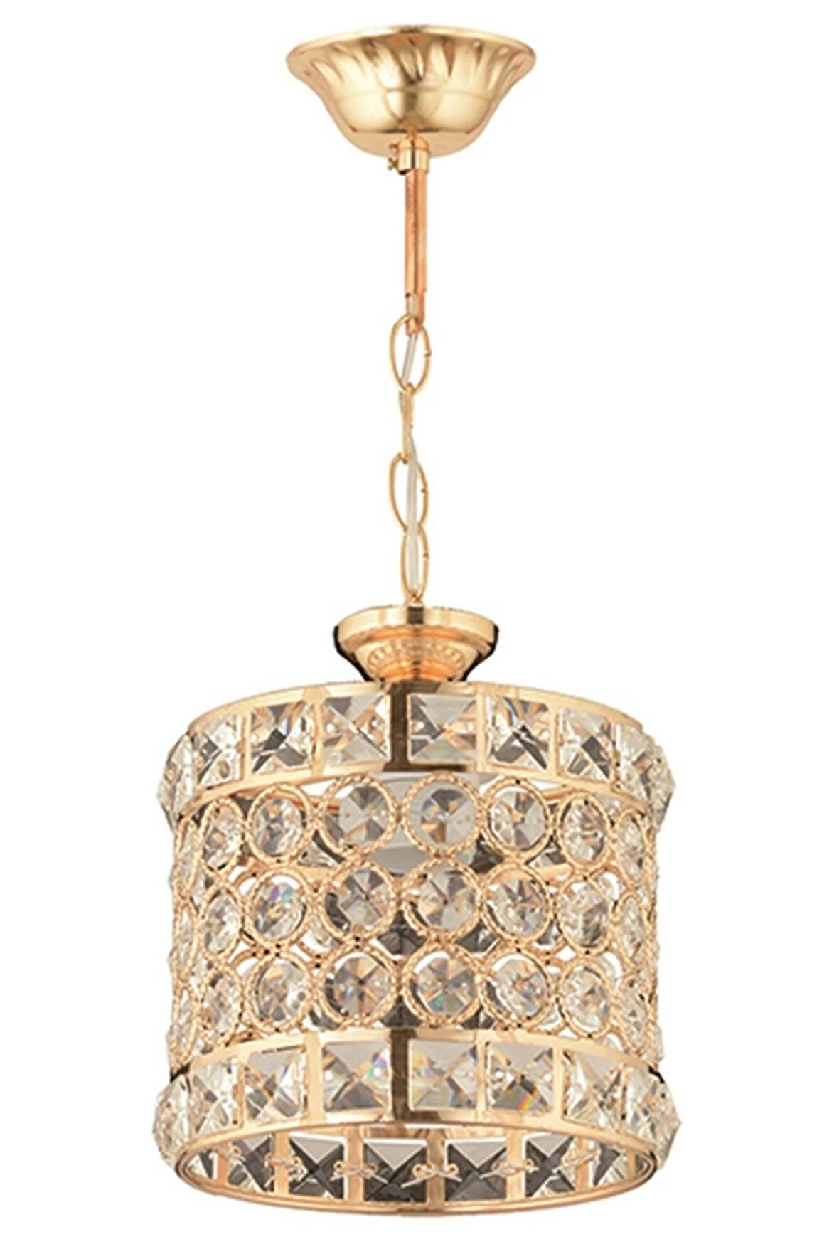 AVONNI AV-65240-1S Sarı Kaplama Modern Avize E27 Metal Kristal 17cm