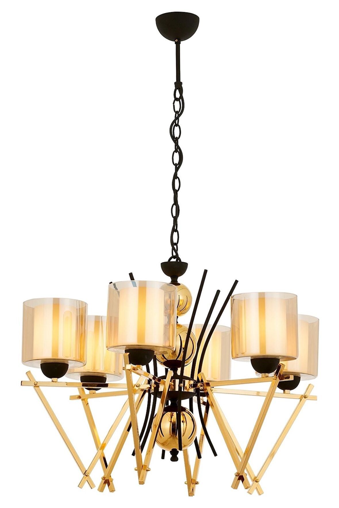 AVONNI AV-60289-6S Sarı Boyalı Modern Avize E27 Metal Cam 66cm