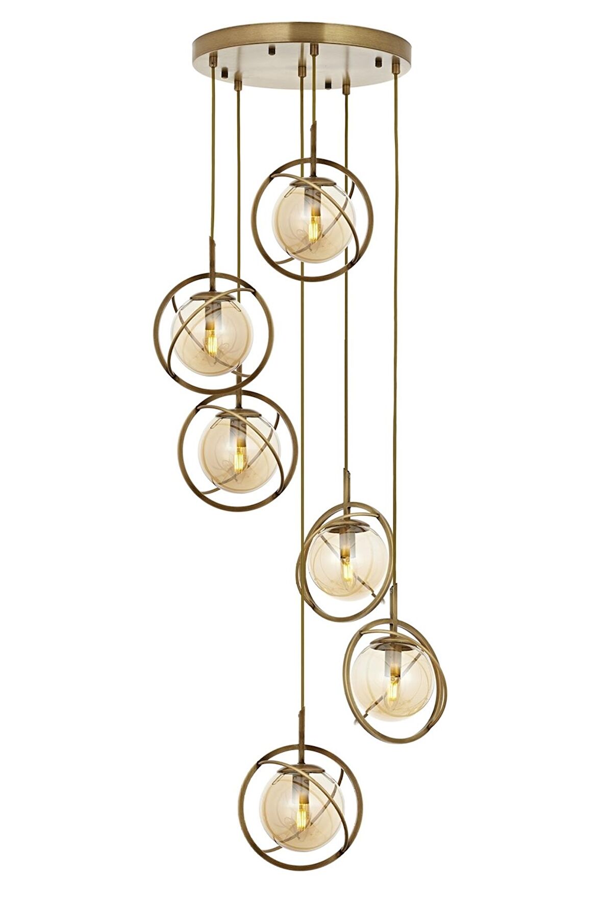 AVONNI AV-60291-6ET Eskitme Kaplama Modern Avize E14 Metal Cam 40cm