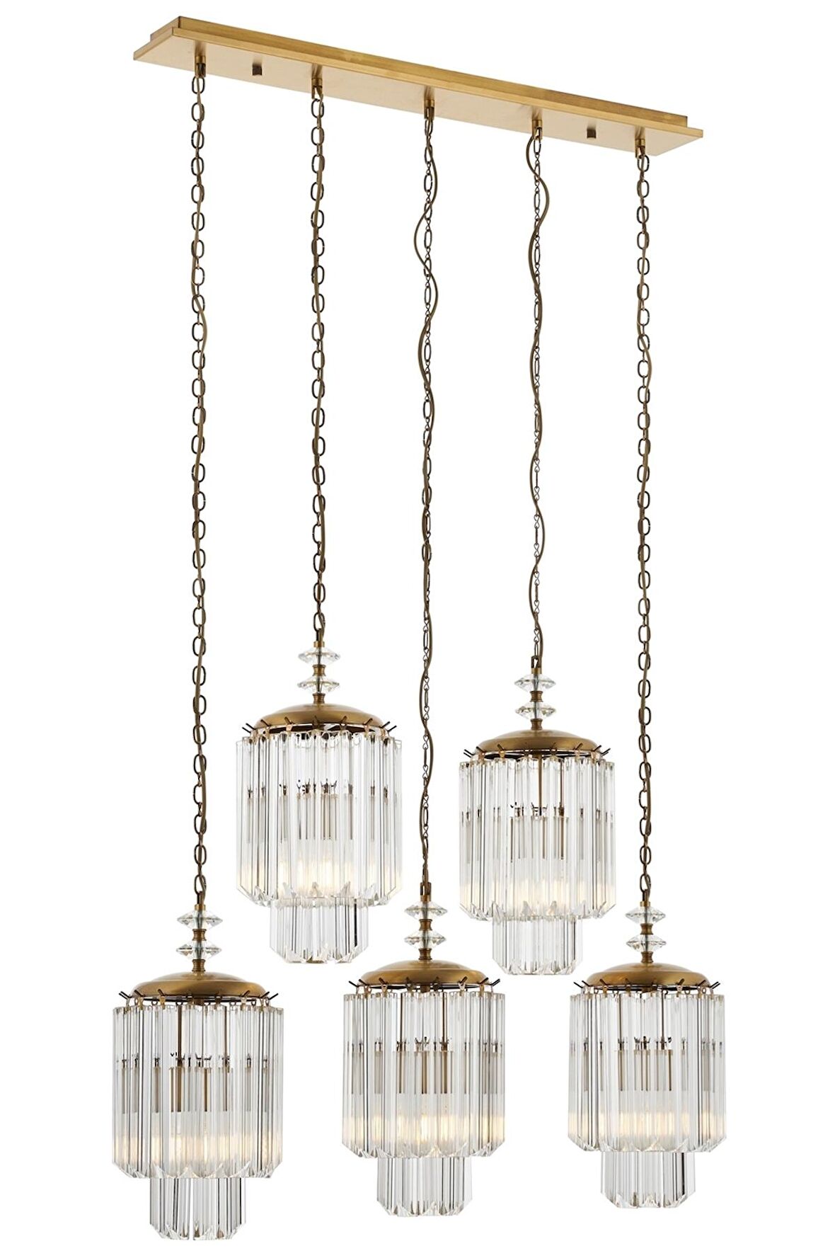 AVONNI AV-60298-5EY Eskitme Kaplama Klasik Avize E27 Metal Kristal 80x10cm
