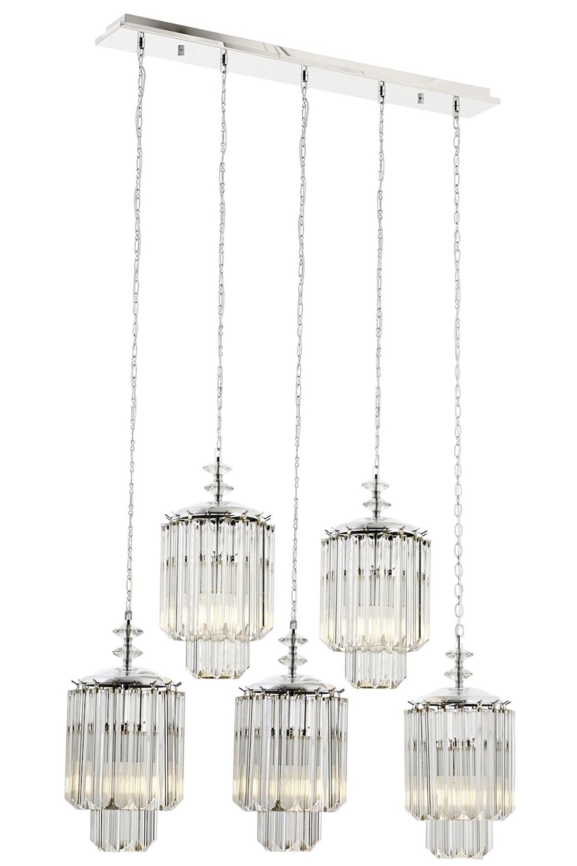 AVONNI AV-60298-5KY Krom Kaplama Klasik Avize E27 Metal Kristal 80x10cm