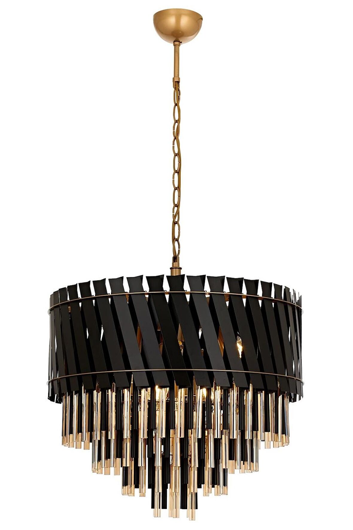 AVONNI AV-60354-60BSY Siyah/Eskitme Boyalı/Kaplama Modern Avize E27 Metal Kristal 60cm
