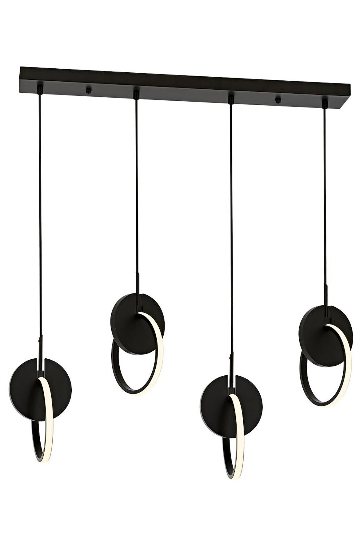AVONNI AV-60370-4Y-BSY Siyah Boyalı Modern Avize LED Metal Ahşap Pleksi 80x12cm