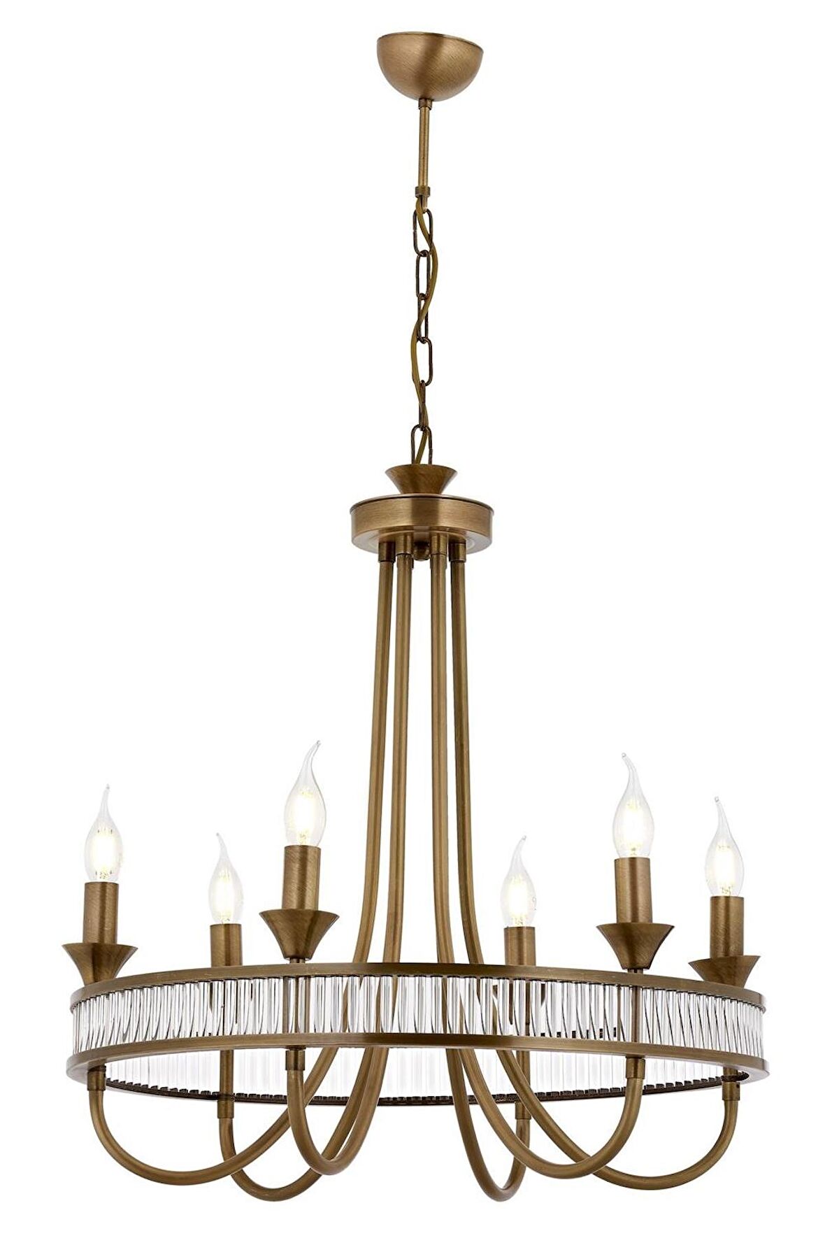 AVONNI AV-60378-6E Eskitme Kaplama Klasik Avize E14 Metal Kristal 60cm