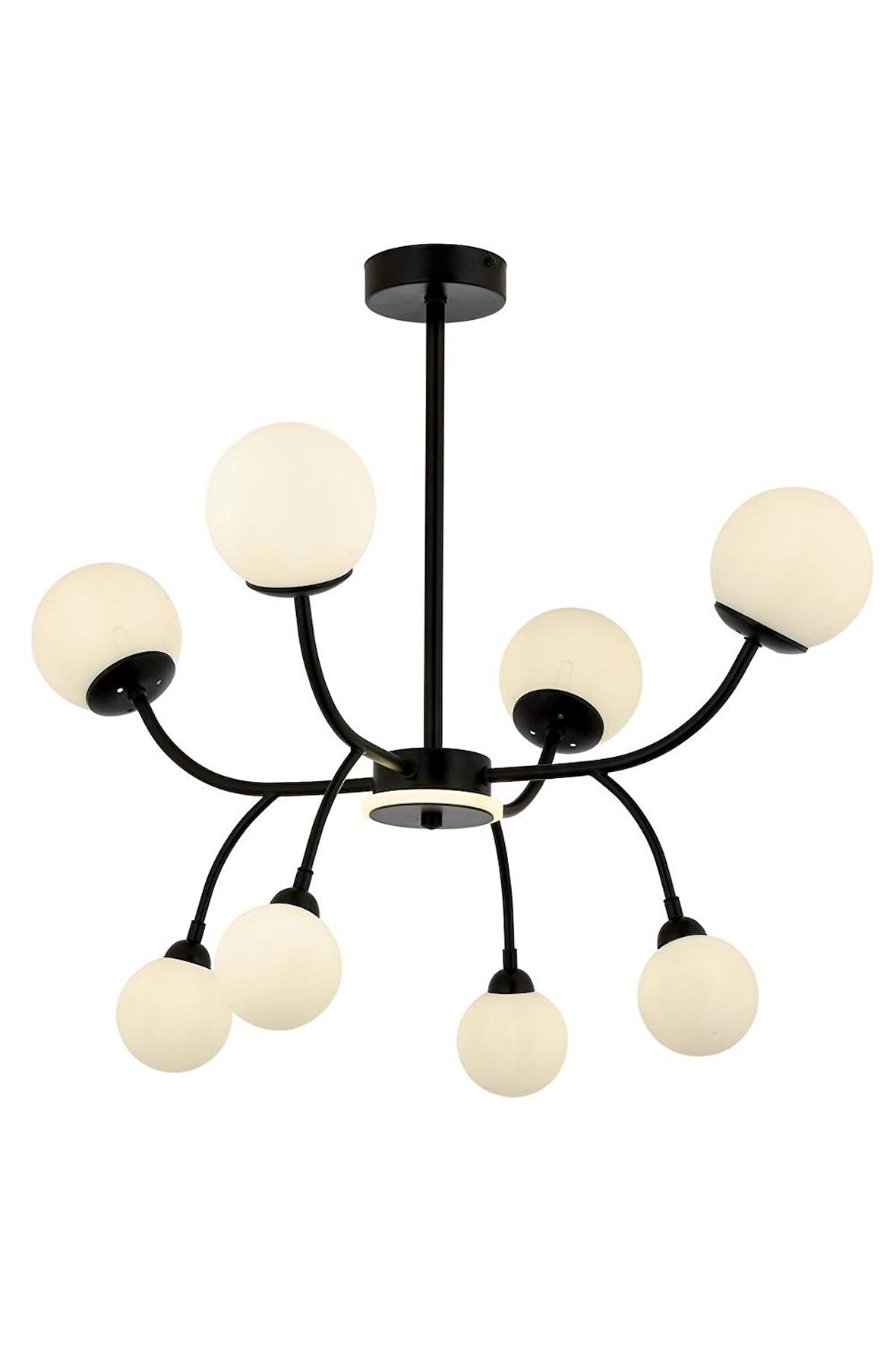 AVONNI AV-60386-8BSY Siyah Boyalı Modern Avize G9 Metal Cam 80cm