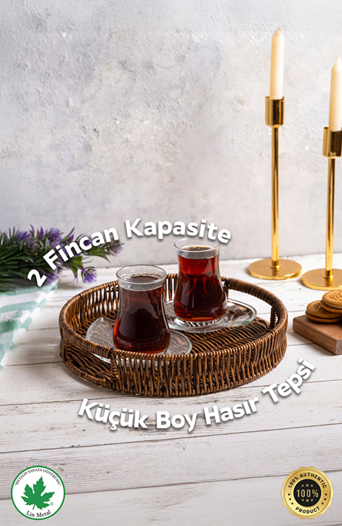 Yuvarlak Hasır Tepsi, Kulplu Sunum Tepsisi, Servis Tepsisi, Kahve Tepsisi, Keyif Tepsisi, Modern Hasır Tepsi