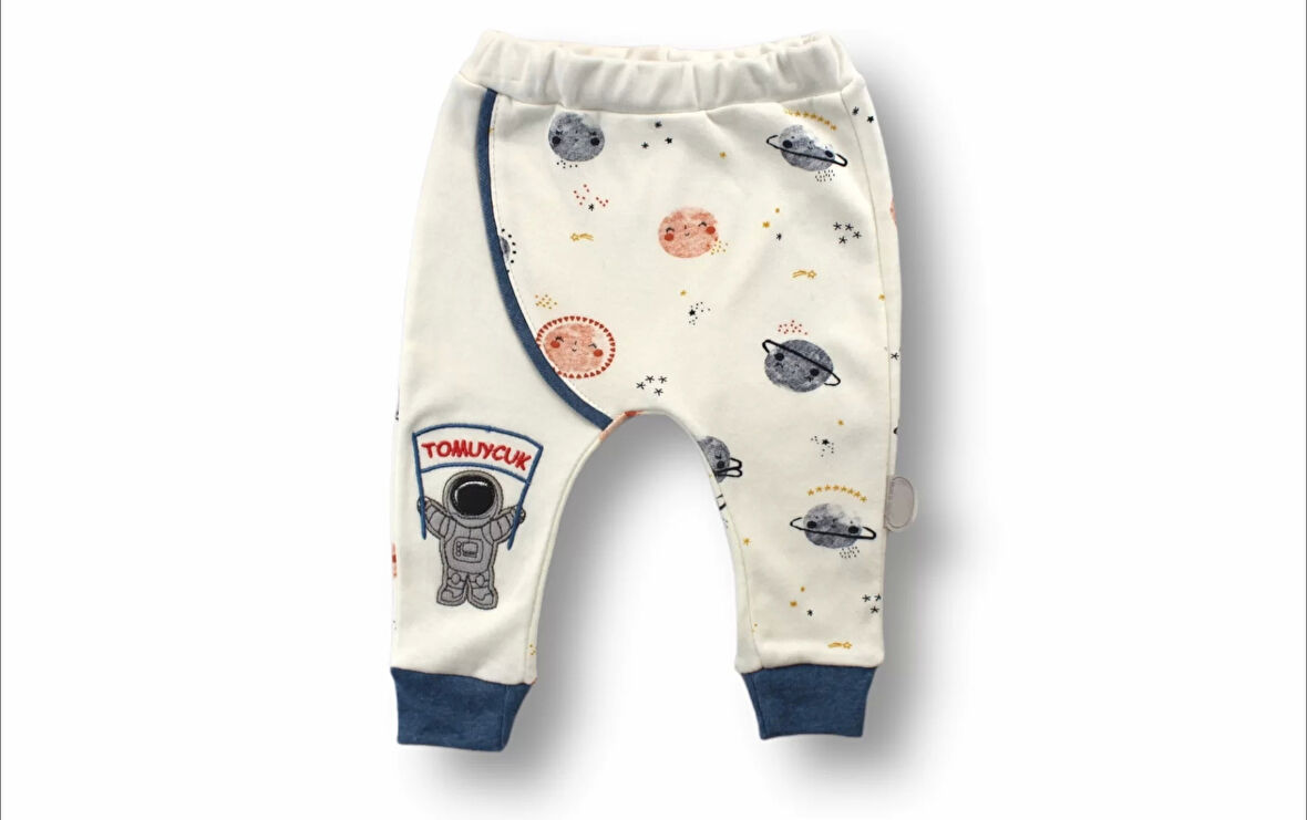 Lenaca 3-6 6-9 9-12 Ay Şirin Kozmonot Nakışlı Şapkalı Uzun Kollu Zıbınlı 3lü Kız-erkek Bebek Takımı