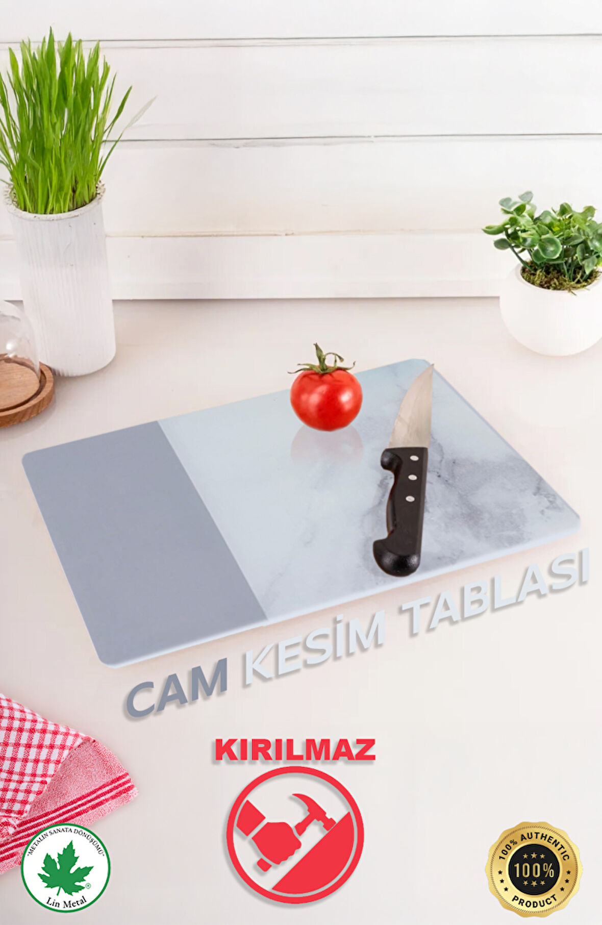 Temperli Cam Kesim Tahtası 25*35 Siyah My Kitchen – Çizilmez, Isıya Dayanıklı, Kırılmaz, Kaymaz