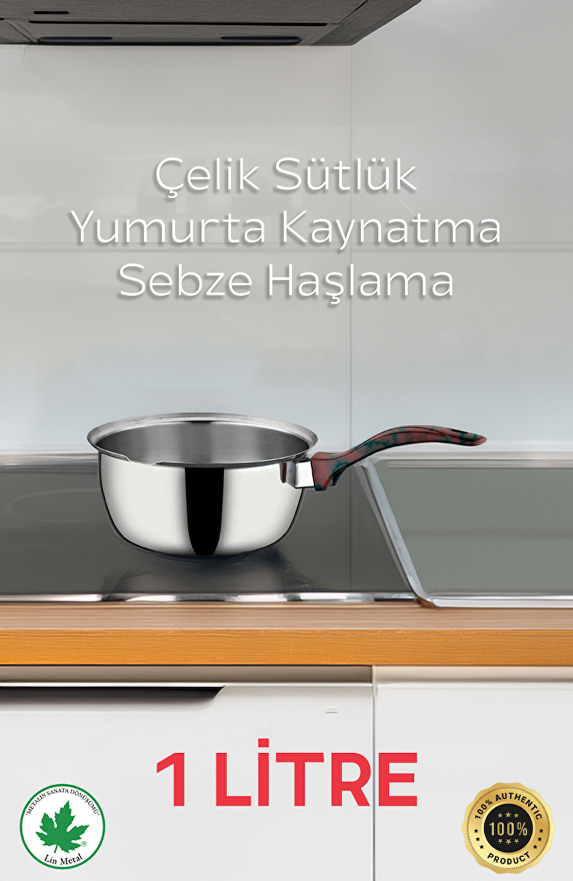 14cm 1 Litrelik Cezve Kırmızı Kulplu