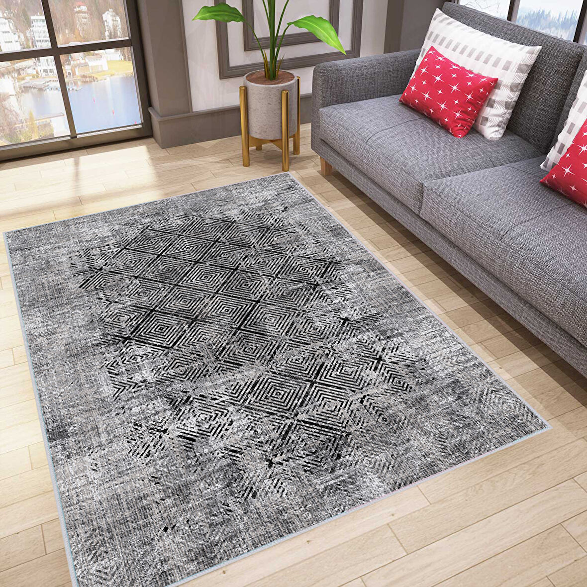 Dijital Baskı Yıkanabilir Kaymaz Taban Salon Halısı Ve Yolluk LNA0014-SD827