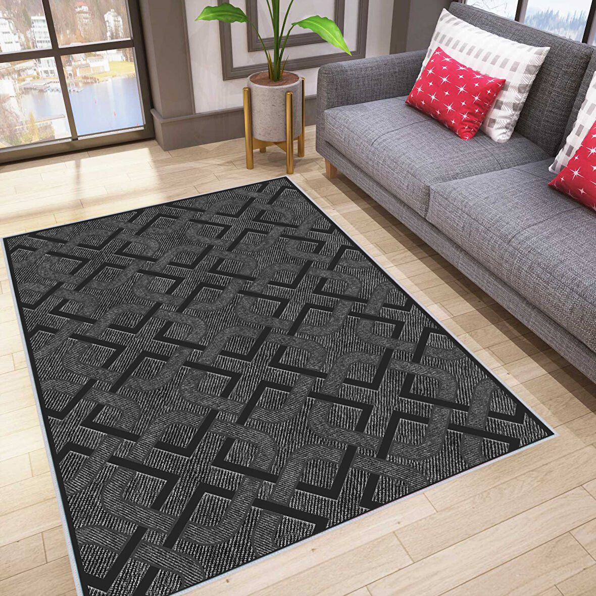 Dijital Baskı Yıkanabilir Kaymaz Taban Salon Halısı Ve Yolluk LNA0030-SD1001