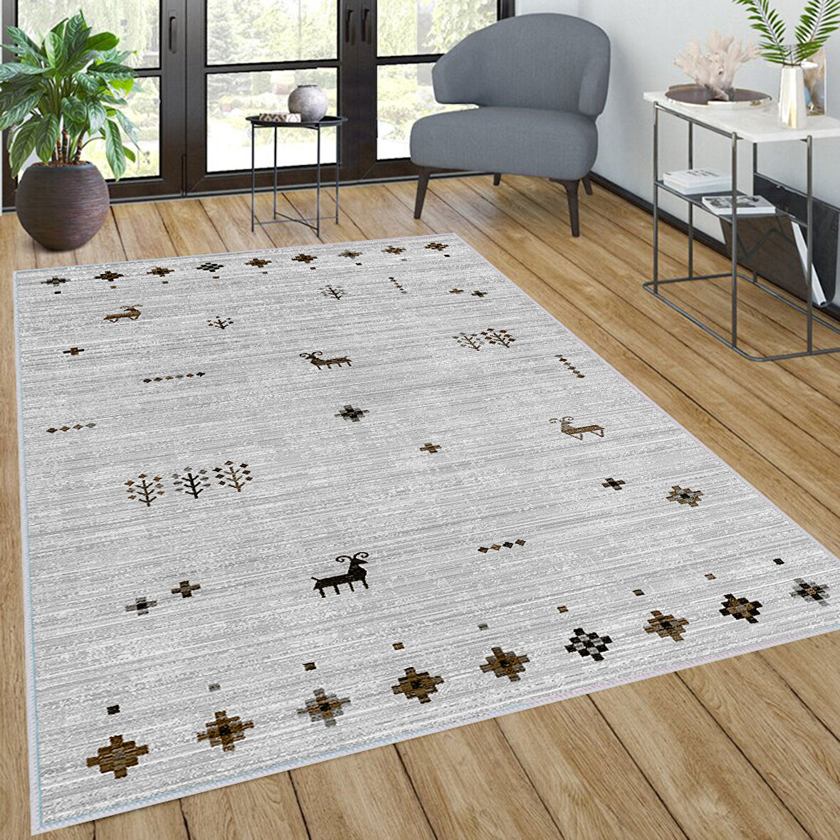 Dijital Baskı Yıkanabilir Kaymaz Taban Salon Halısı Ve Yolluk LNA0037-SD1056