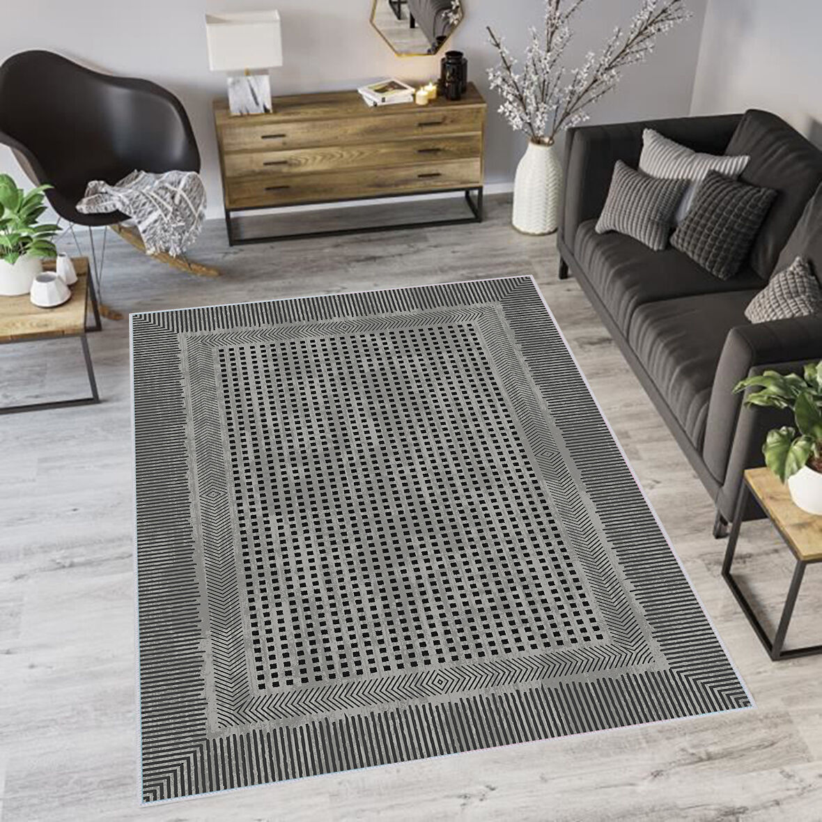 Dijital Baskı Yıkanabilir Kaymaz Taban Salon Halısı Ve Yolluk LNA0052-SD1159