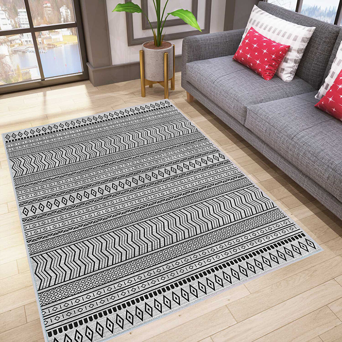 Dijital Baskı Yıkanabilir Kaymaz Taban Salon Halısı Ve Yolluk LNA0054-SD1163