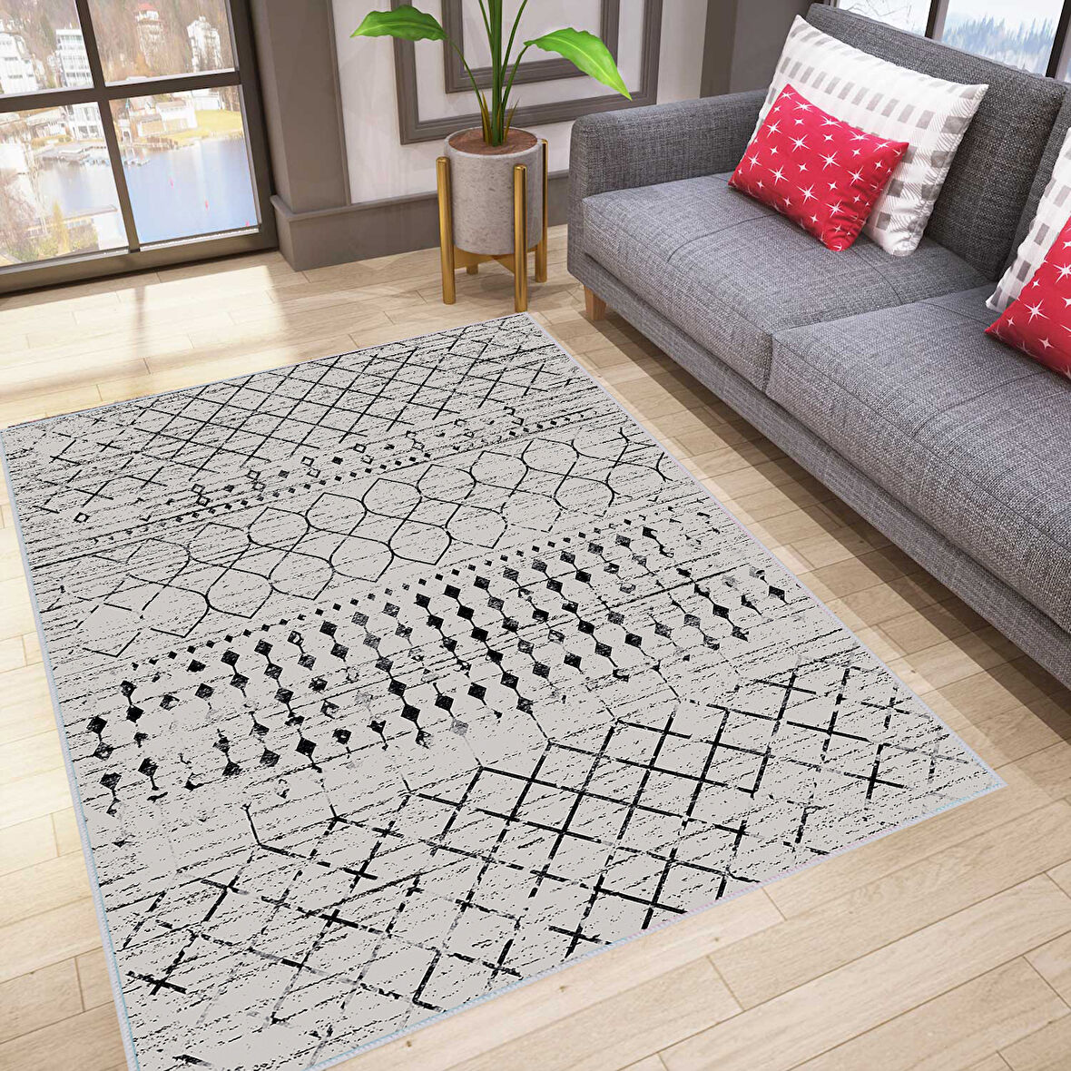 Dijital Baskı Yıkanabilir Kaymaz Taban Salon Halısı Ve Yolluk LNA0055-SD1169